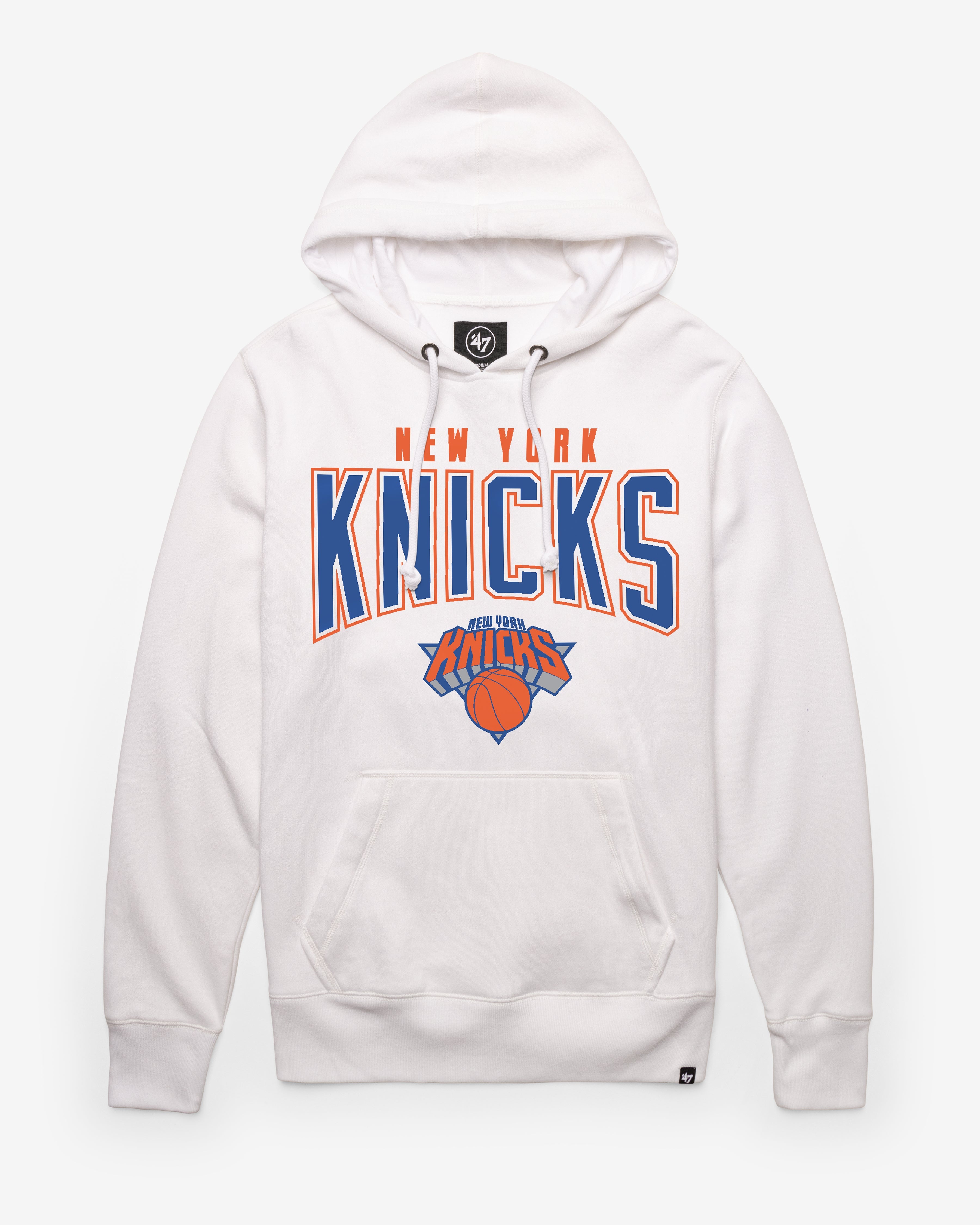 NEW YORK KNICKS TEAM ELEMENTS ARCH '47 HEADLINE HOOD WHITE WASH