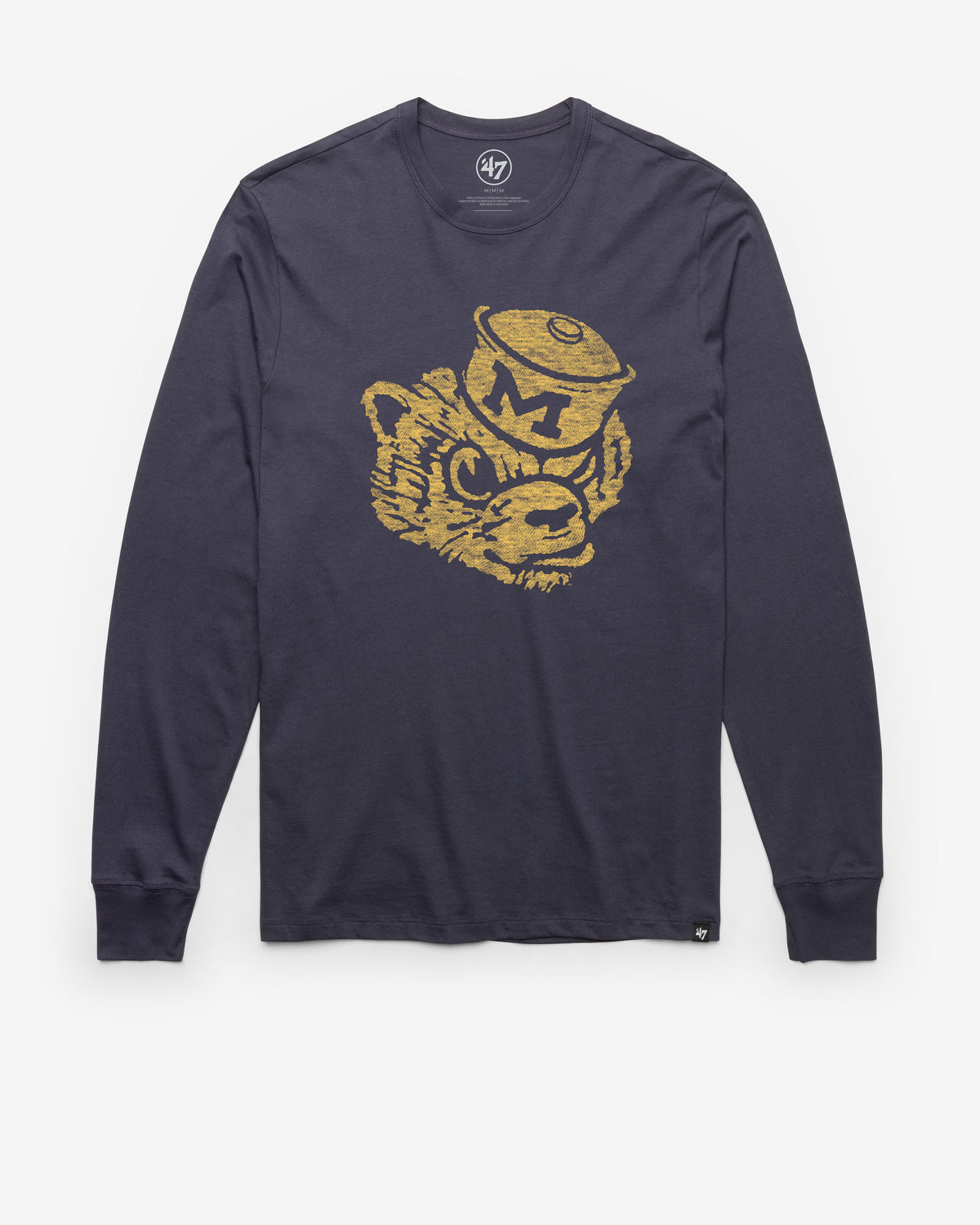 MICHIGAN WOLVERINES VINTAGE PREMIER '47 FRANKLIN LONG SLEEVE TEE ATLAS BLUE