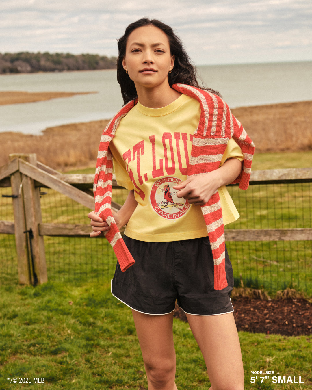 ATLANTA BRAVES SHALE '47 MONTAUK CROP TEE WOMENS DUSTED TIMBER BLUE
