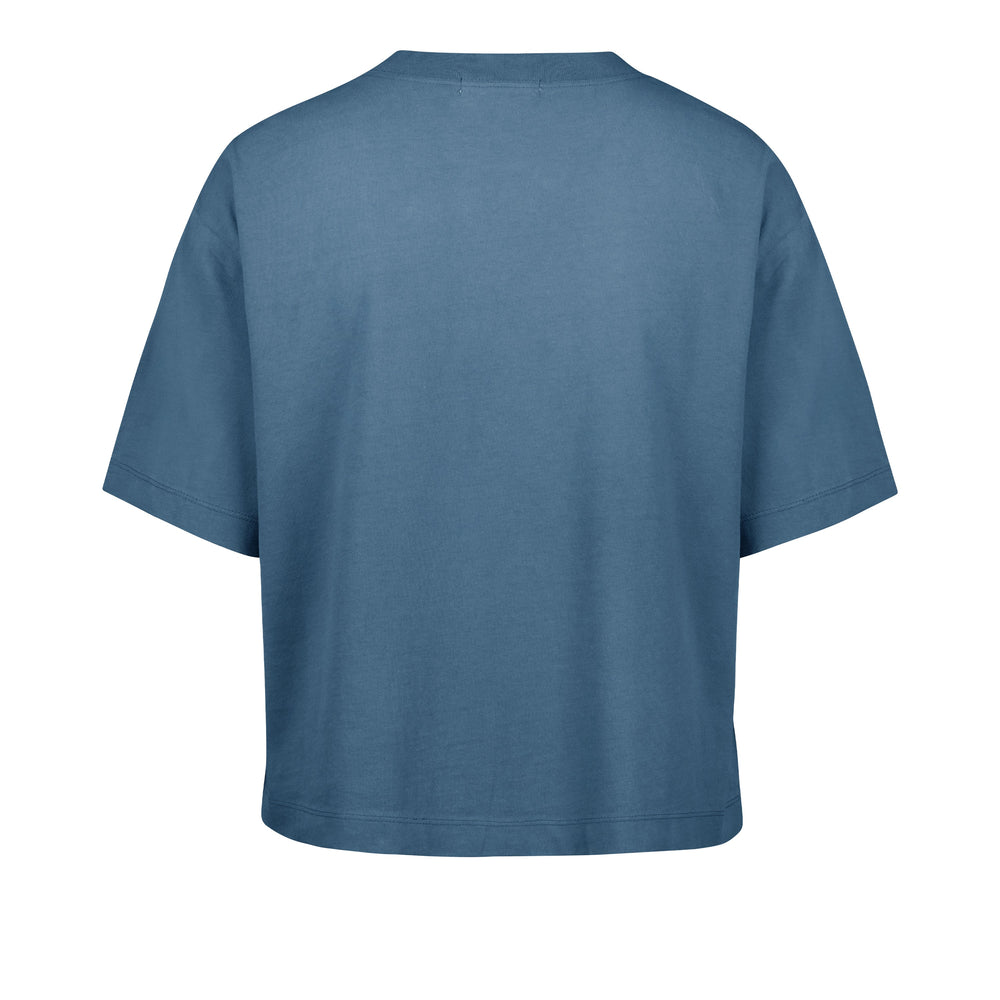CONNECTICUT HUSKIES UCONN SHALE '47 MONTAUK CROP TEE WOMENS DUSTED TIMBER BLUE