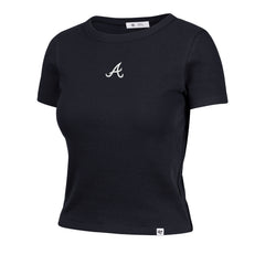 ATLANTA BRAVES MICRO EMB '47 BABY RIB TEE WOMENS NAVY