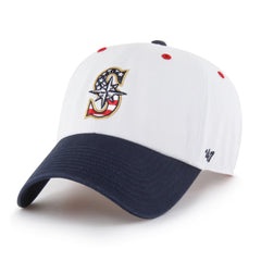 SEATTLE MARINERS PATRIOTIC FLAG FILL '47 CLEAN UP WHITE