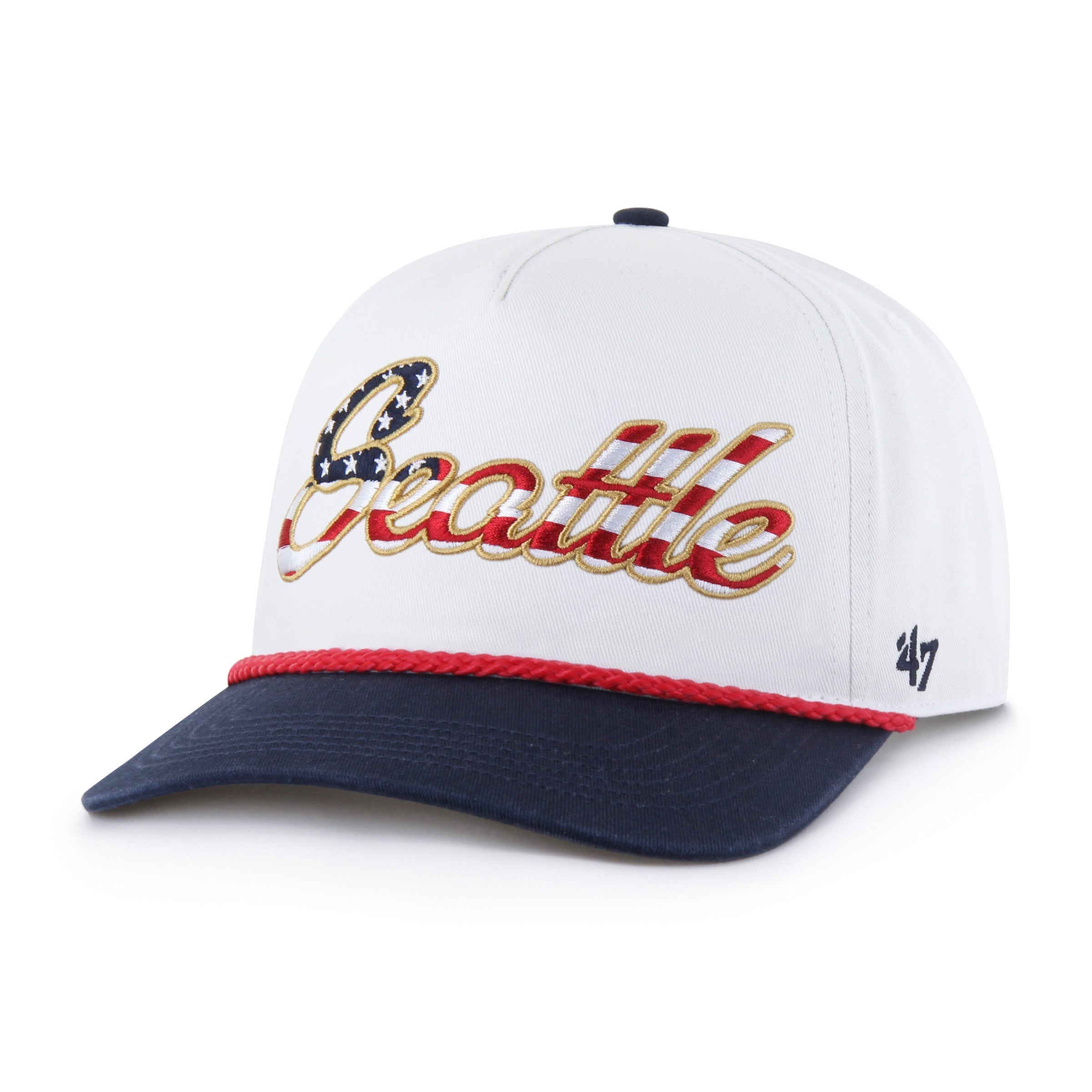 SEATTLE MARINERS PATRIOTIC OVERHAND '47 HITCH WHITE