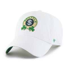 SEATTLE KRAKEN ST. PADDY'S DOUBLE SHAMROCK '47 CLEAN UP WHITE