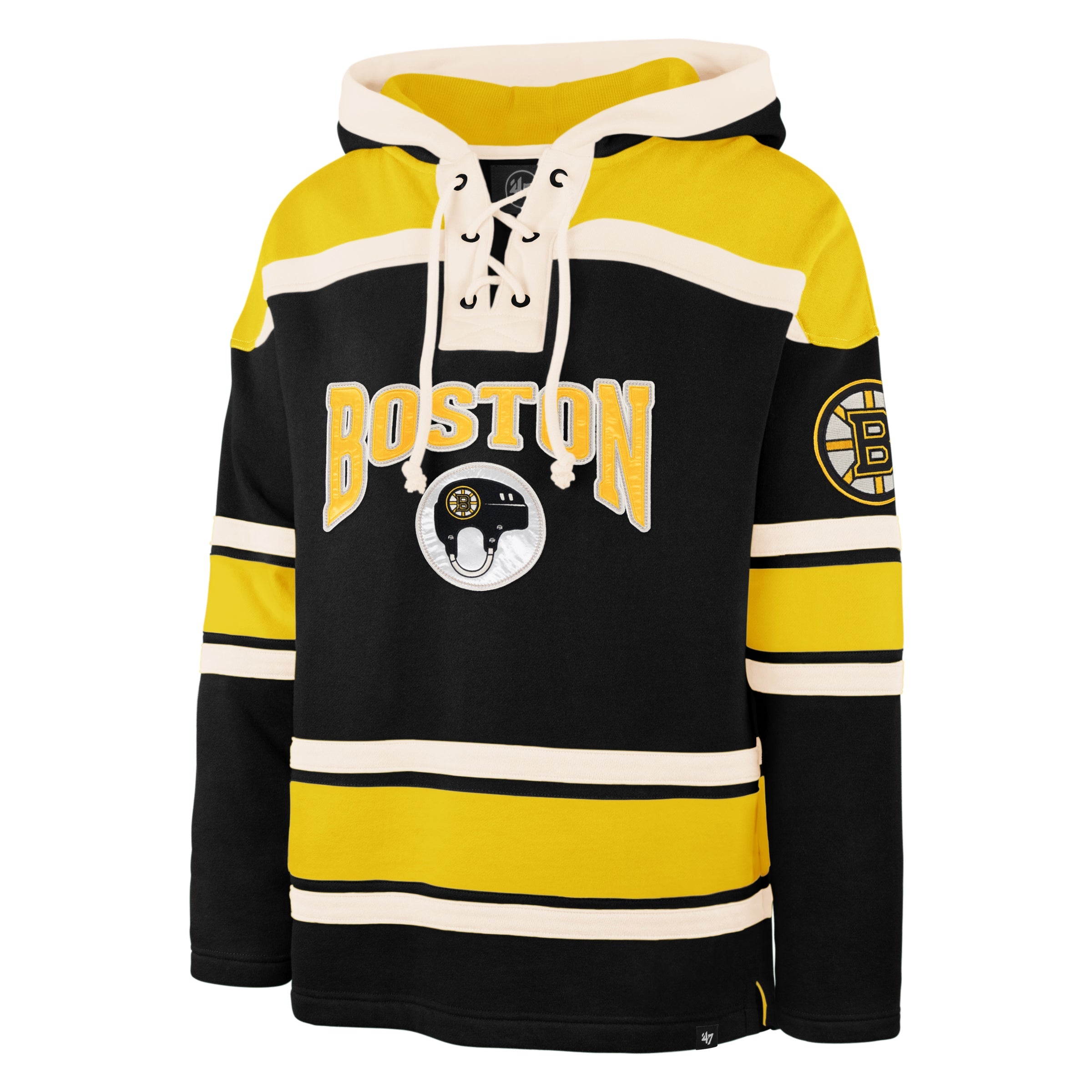 BOSTON BRUINS CHIN STRAP SUPERIOR '47 LACER HOOD JET BLACK