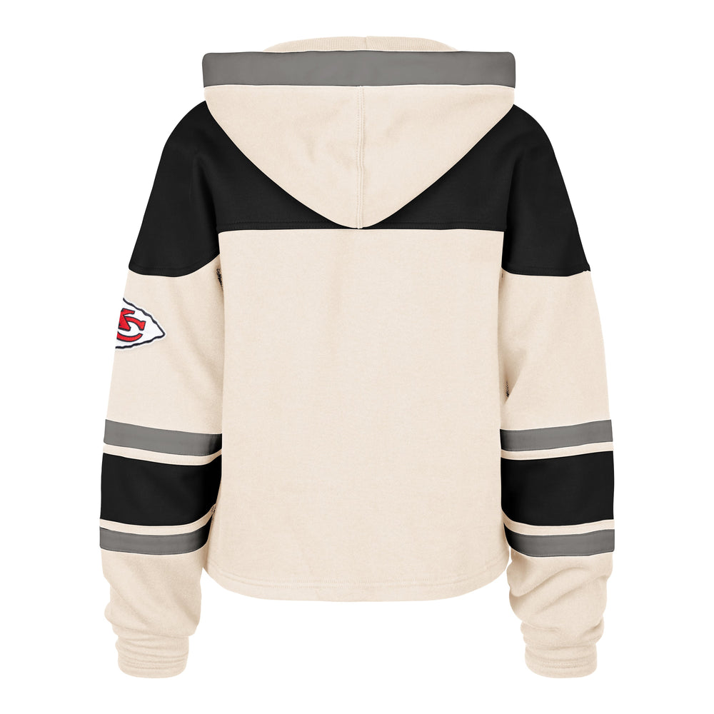 KANSAS CITY CHIEFS CHOP BLOCK CROPPED '47 SUPERIOR LACER HOOD WOMENS CREAM