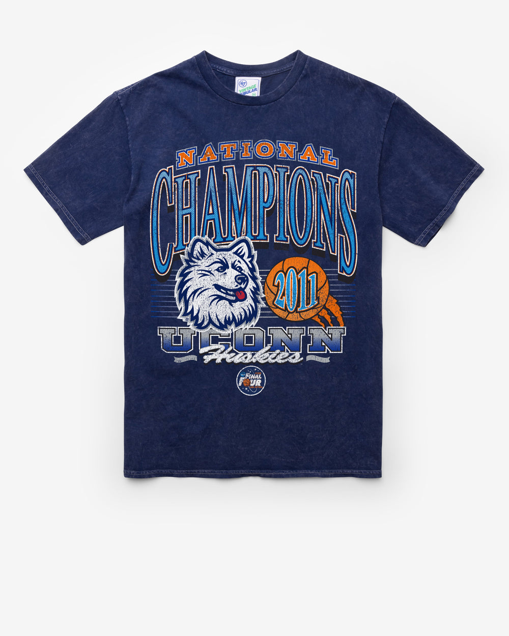 CONNECTICUT HUSKIES UCONN H-CHAMPS LOCKER VINTAGE '47 TUBULAR TEE DT NAVY