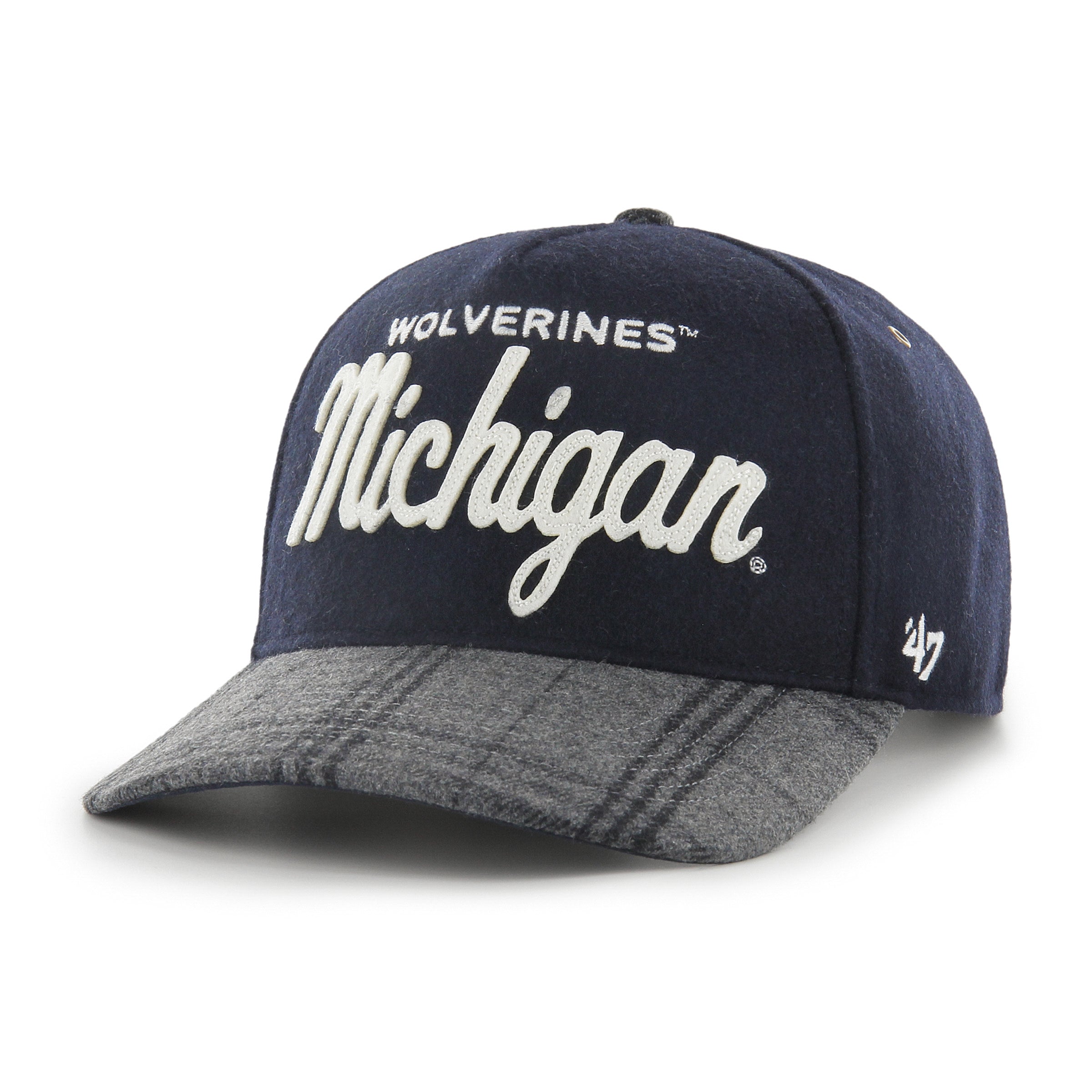 MICHIGAN WOLVERINES WINDOWPANE PLAID '47 HITCH RF RELAXED FIT NAVY