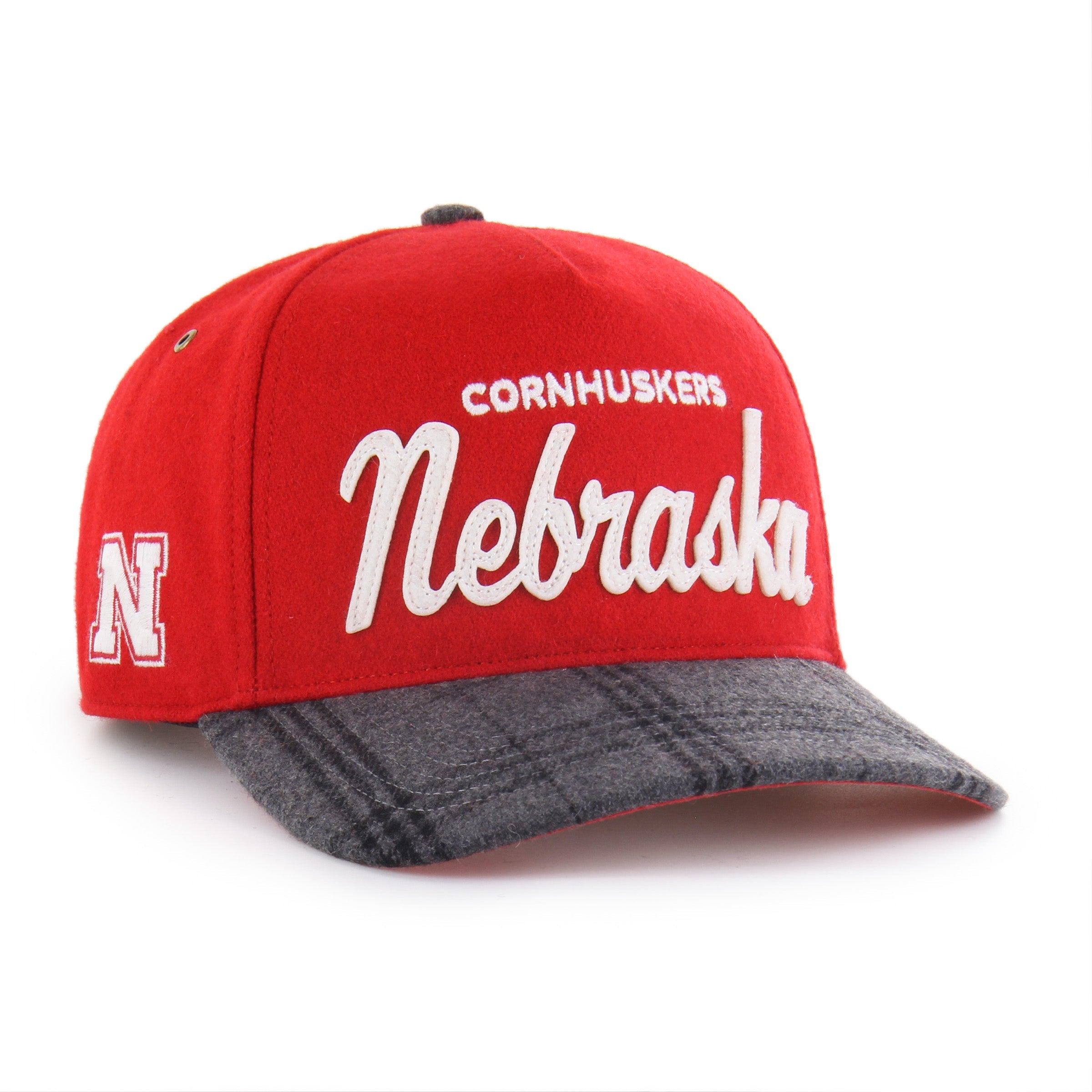 NEBRASKA CORNHUSKERS WINDOWPANE PLAID '47 HITCH RF RELAXED FIT RED