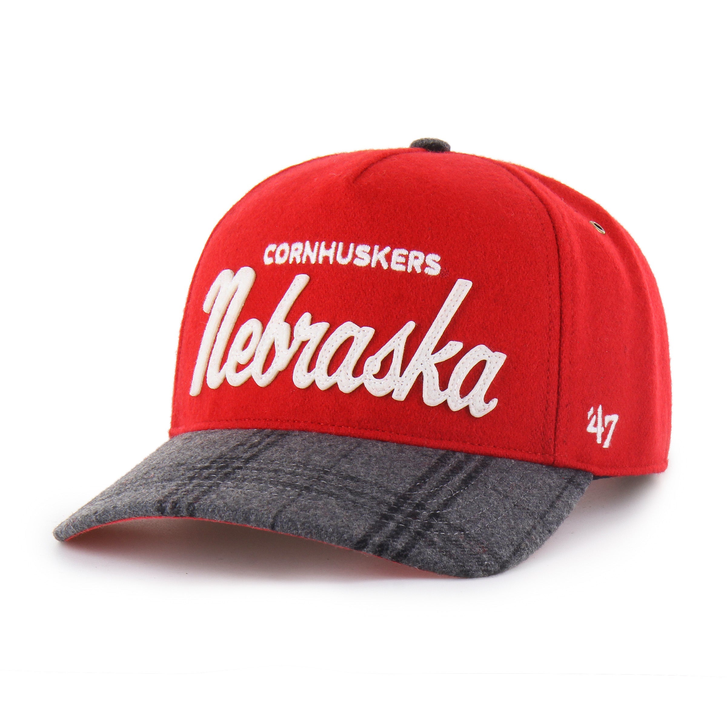 NEBRASKA CORNHUSKERS WINDOWPANE PLAID '47 HITCH RF RELAXED FIT RED