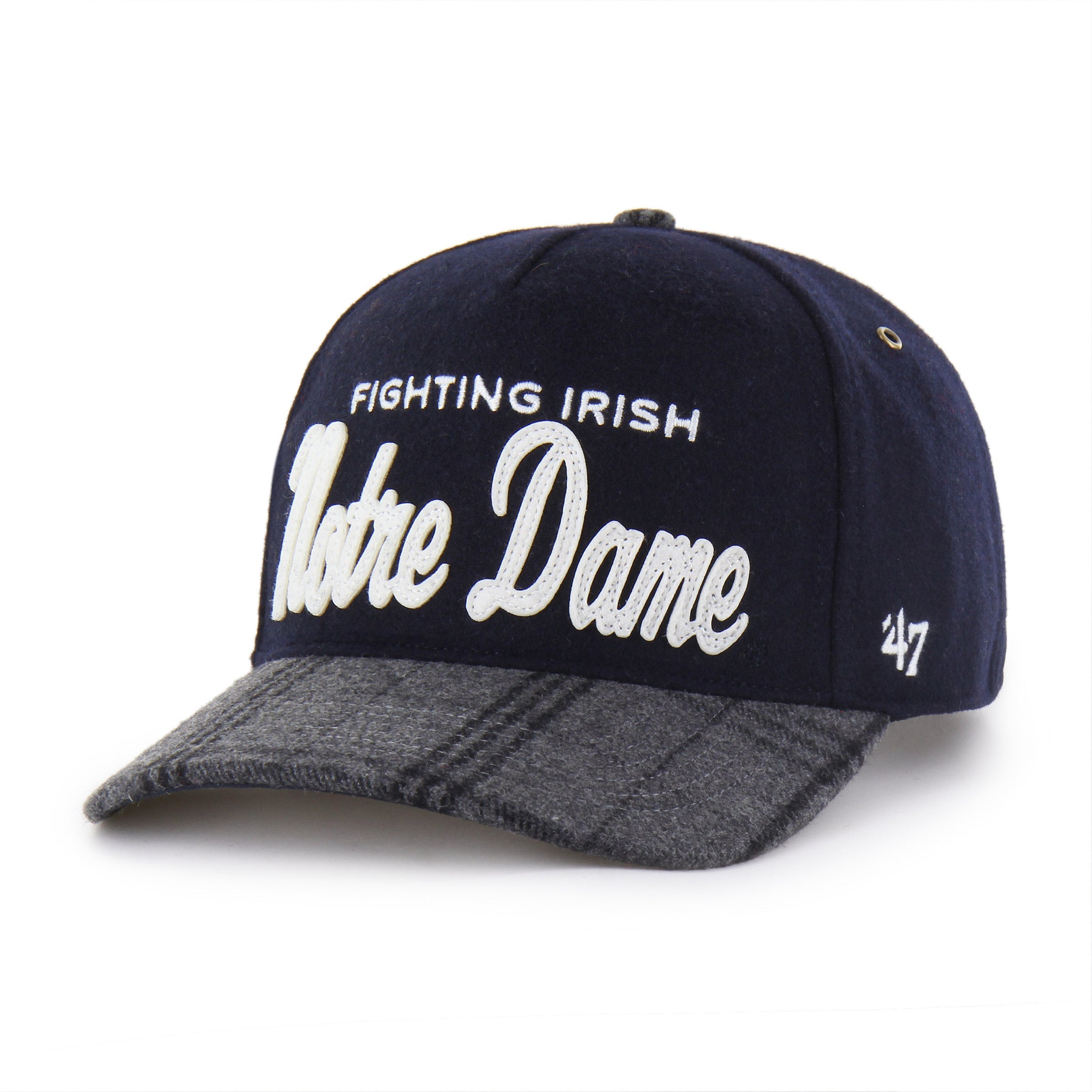 NOTRE DAME FIGHTING IRISH WINDOWPANE PLAID '47 HITCH RF RELAXED FIT NAVY