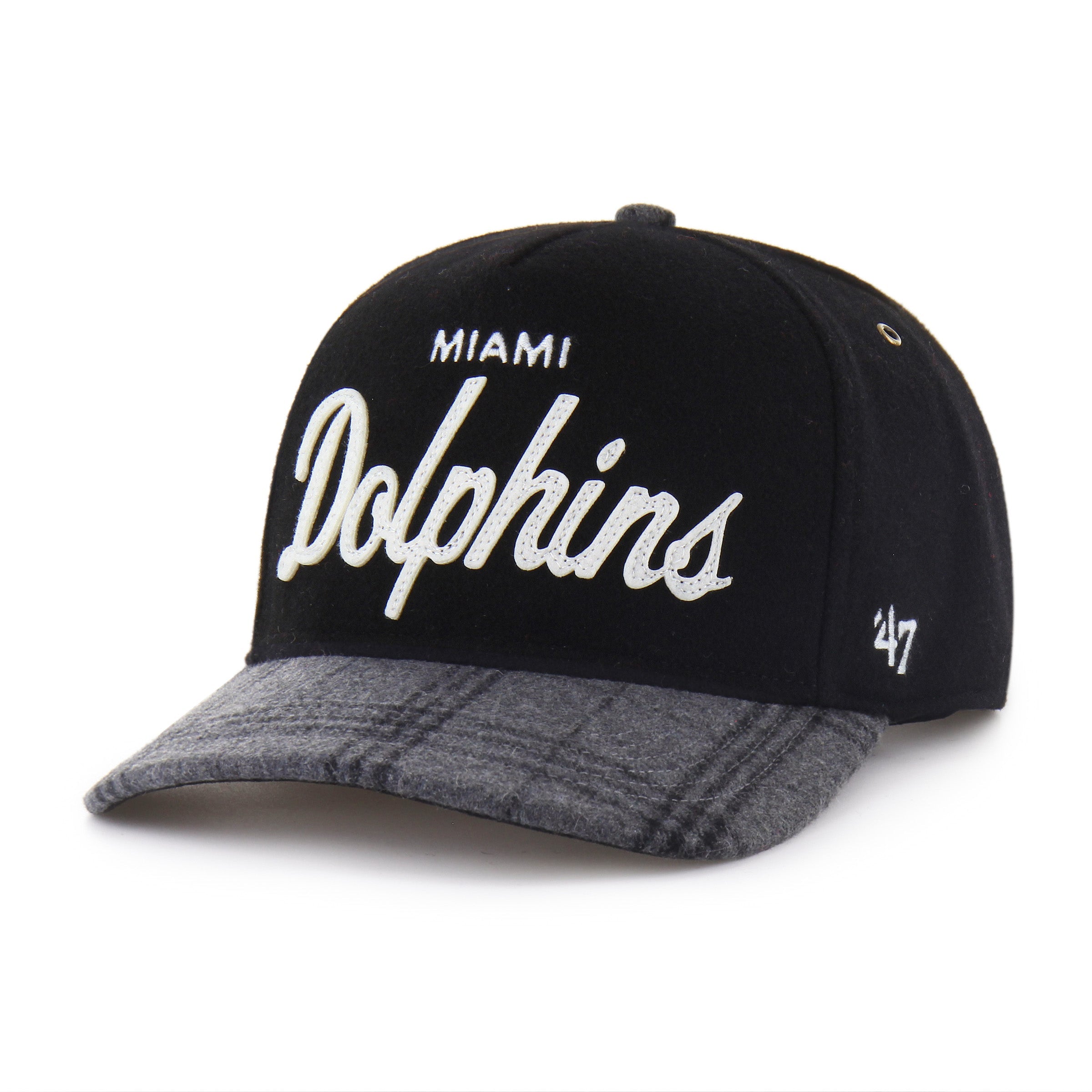 MIAMI DOLPHINS WINDOWPANE PLAID '47 HITCH RF RELAXED FIT BLACK