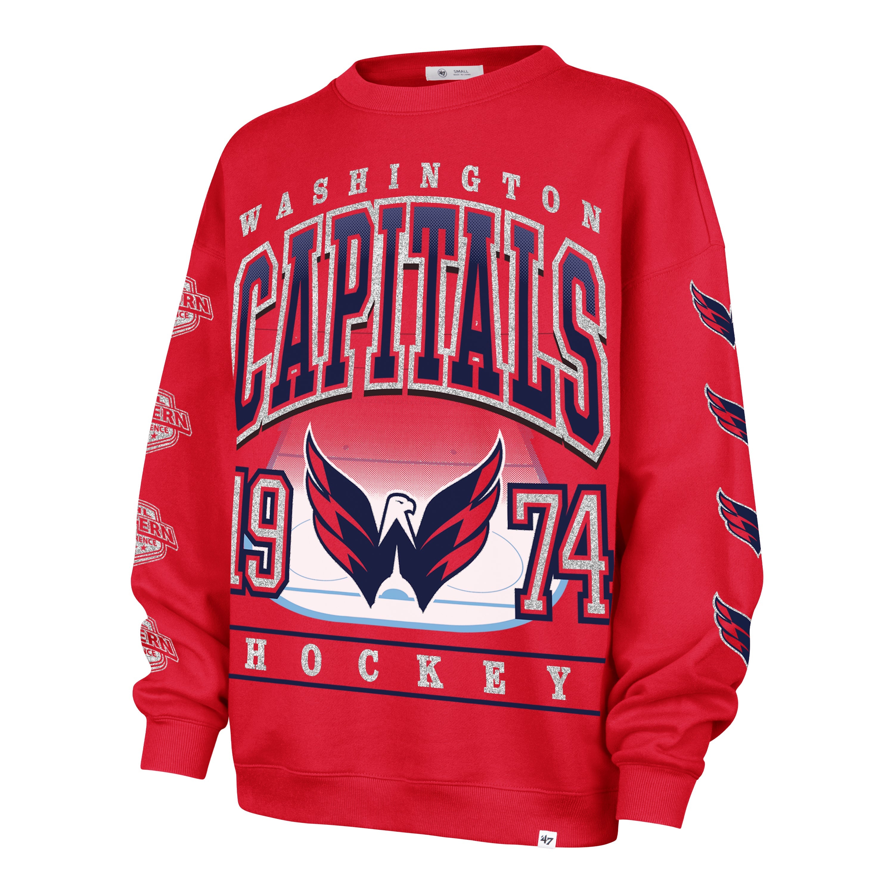 WASHINGTON CAPITALS GO BIG '47 OVERSIZED CREW WOMENS RED