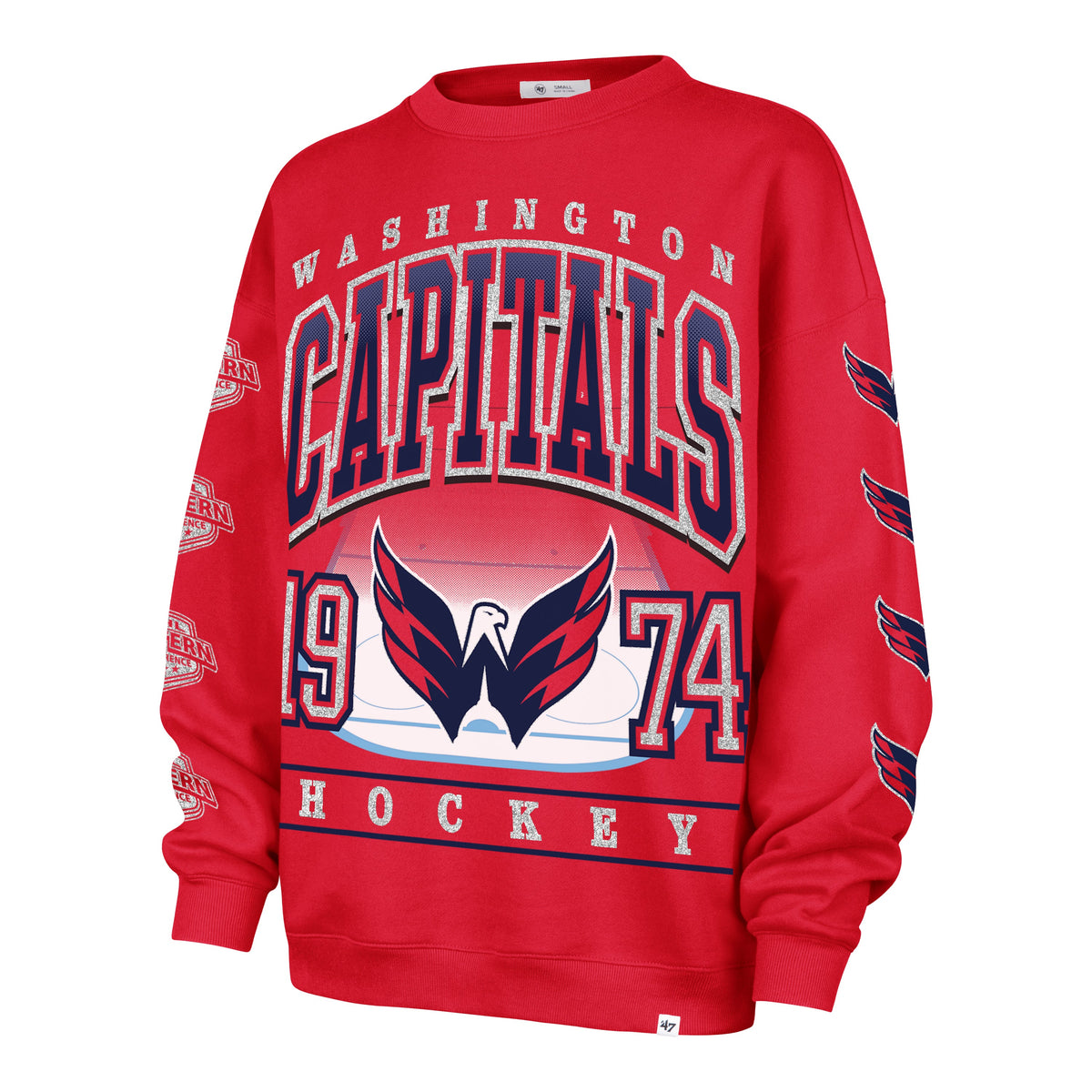 WASHINGTON CAPITALS GO BIG '47 OVERSIZED CREW WOMENS RED