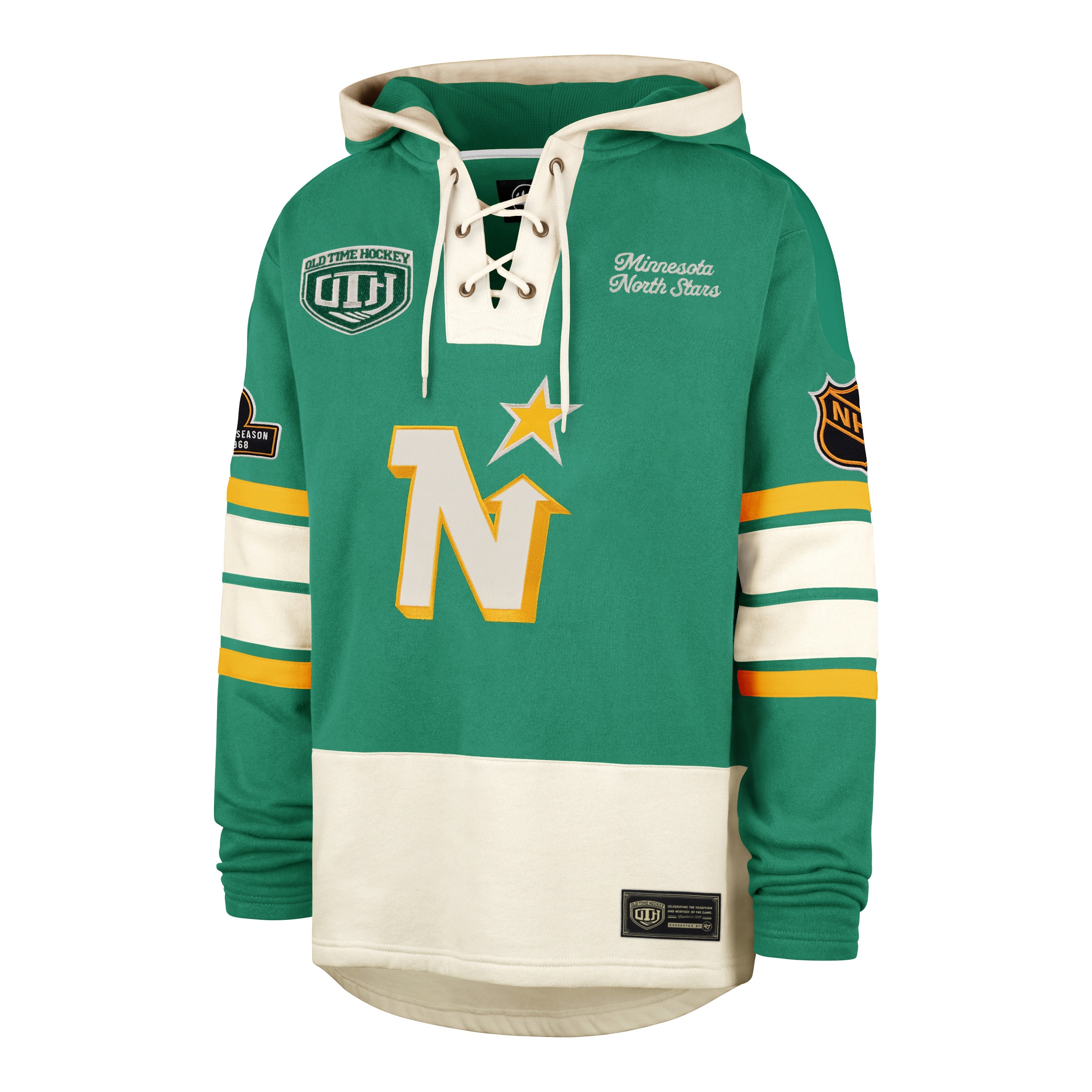 OLD TIME HOCKEY MINNESOTA NORTH STARS / DALLAS STARS VINTAGE PUCK DROP DUAL '47 HERITAGE LACER KELLY