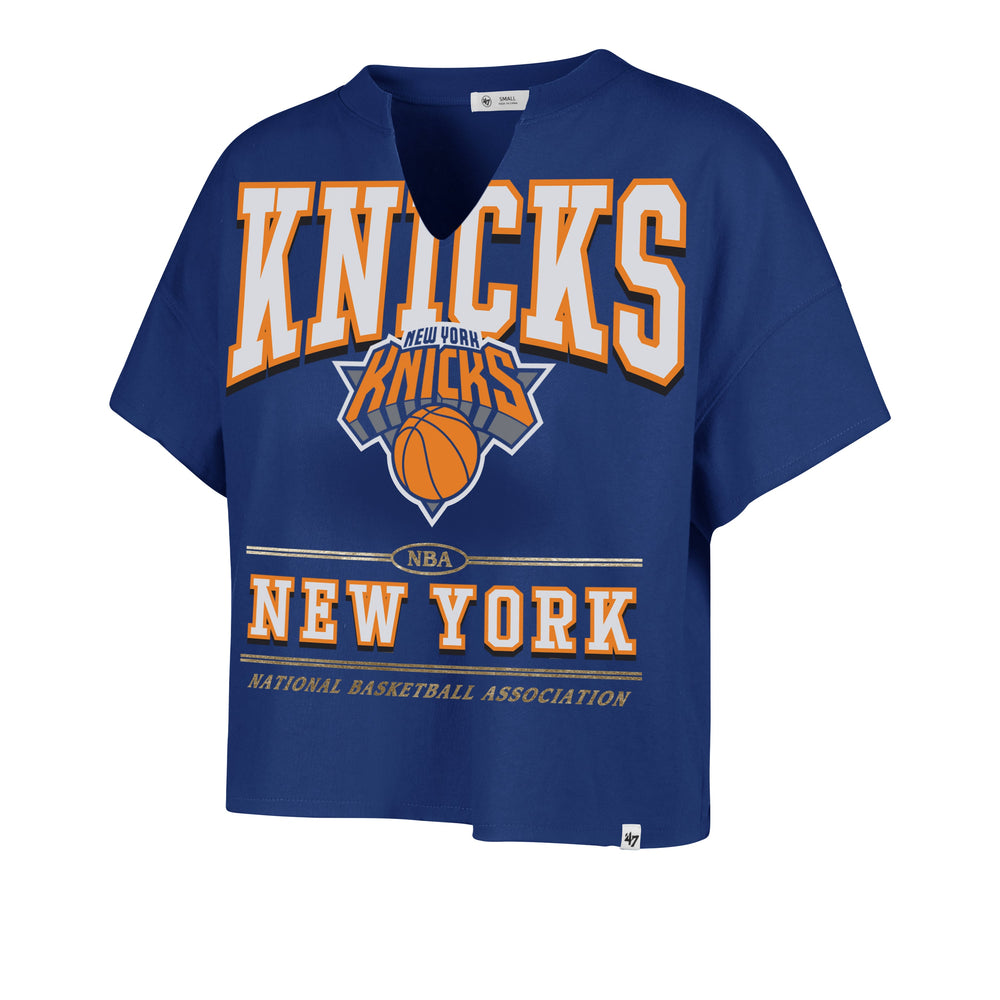 NEW YORK KNICKS ELATION OVERSIZED '47 NOTCH NECK TEE WOMENS ROYAL