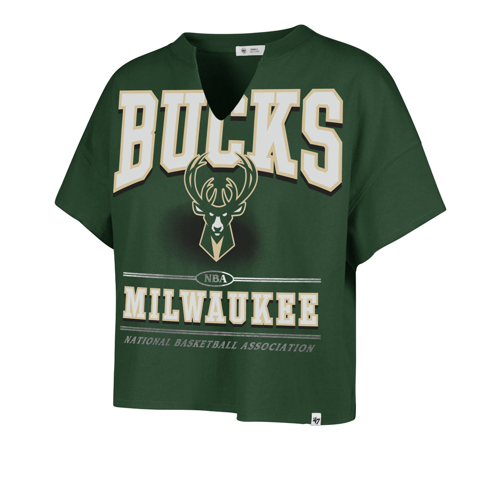 MILWAUKEE BUCKS ELATION OVERSIZED '47 NOTCH NECK TEE WOMENS DARK GREEN