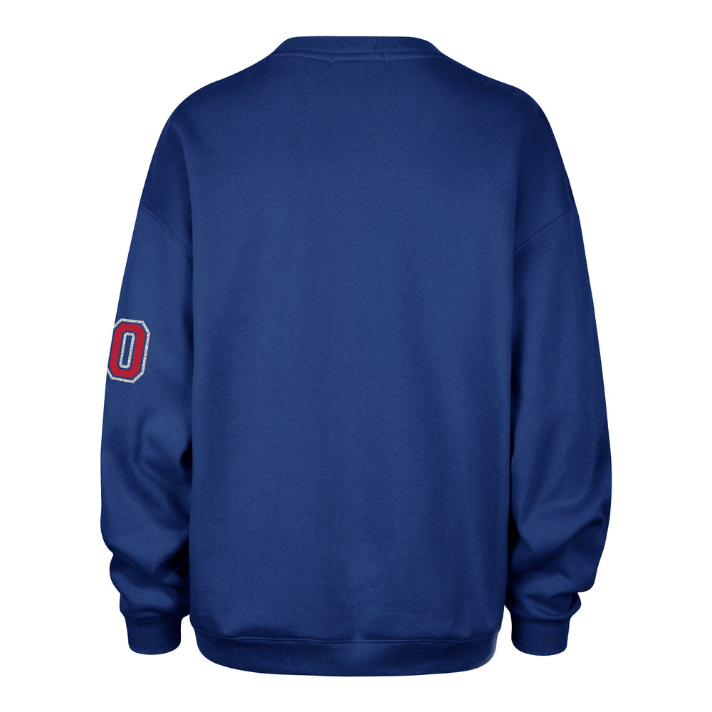 BUFFALO BILLS STONEY CLOVER LANE X '47 OVERSIZED GLITTER ARCH CREW WOMENS ROYAL
