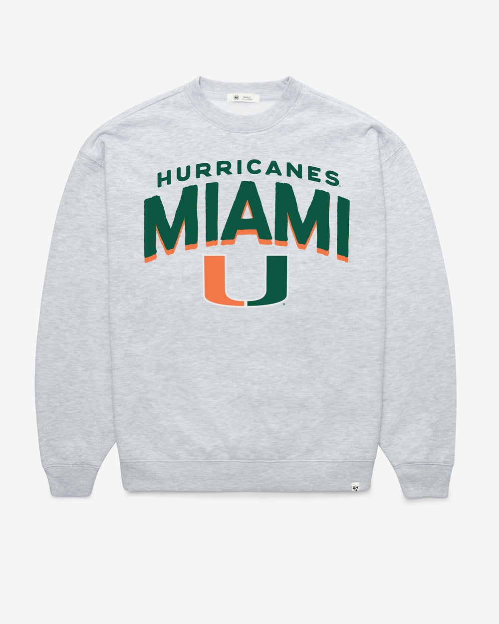 MIAMI HURRICANES CAMPUS ARCH CLOUD OVERSIZED CREW WOMENS RELAY GREY