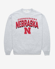 NEBRASKA CORNHUSKERS CAMPUS ARCH CLOUD '47 OVERSIZED CREW WOMENS RELAY GREY