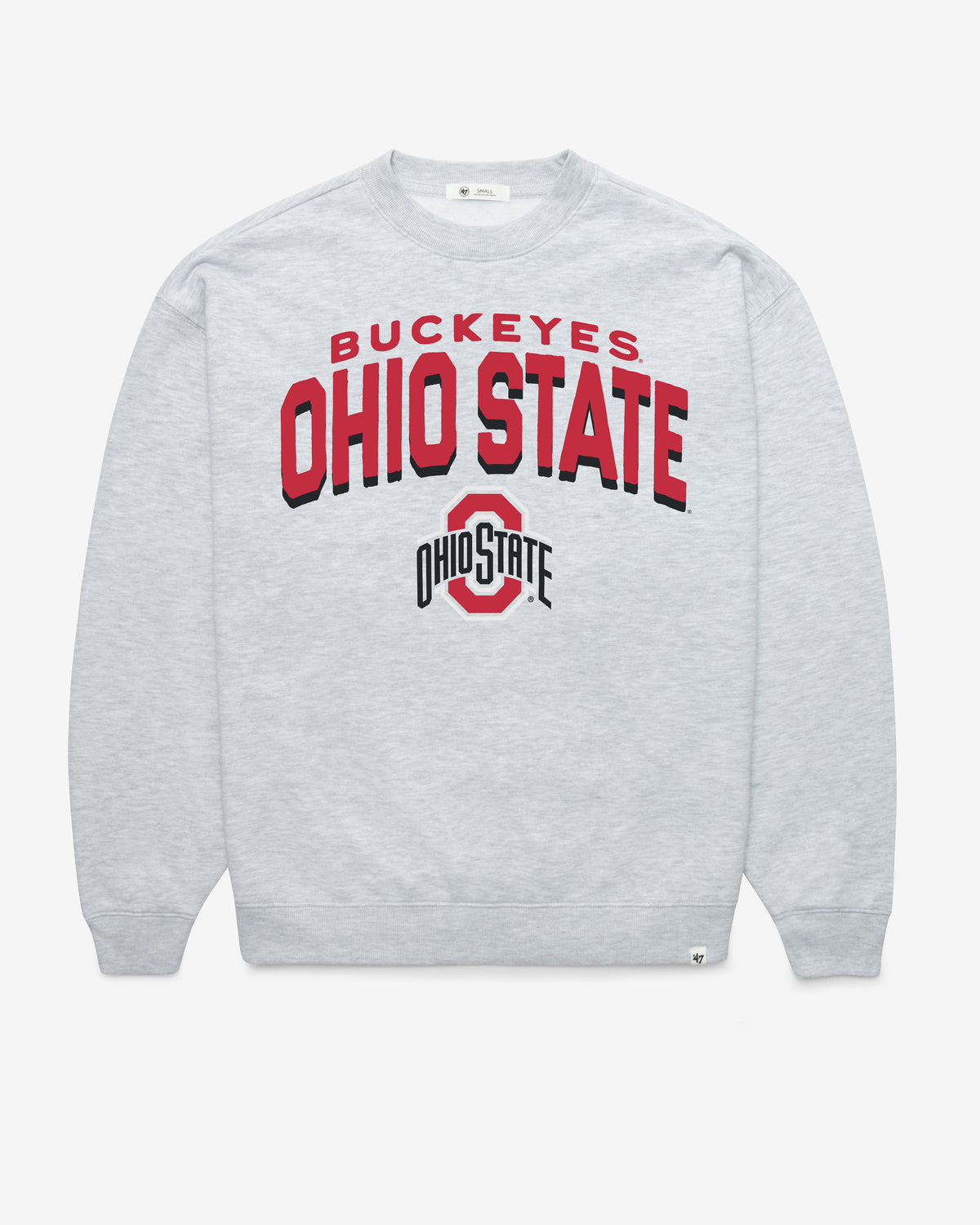 OHIO STATE BUCKEYES CAMPUS ARCH CLOUD '47 OVERSIZED CREW WOMENS RELAY GREY