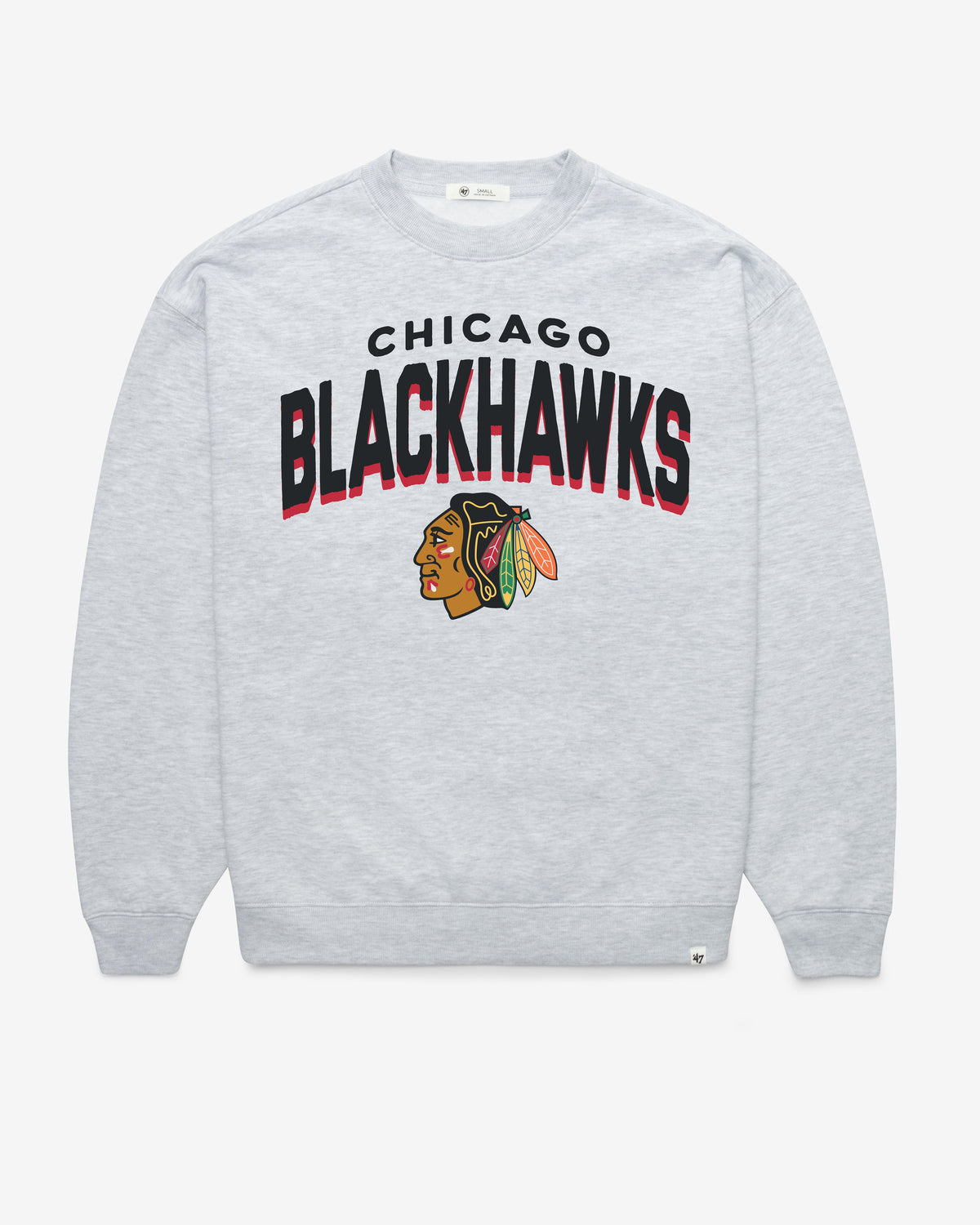 CHICAGO BLACKHAWKS CAMPUS ARCH CLOUD '47 OVERSIZED CREW WOMENS RELAY GREY