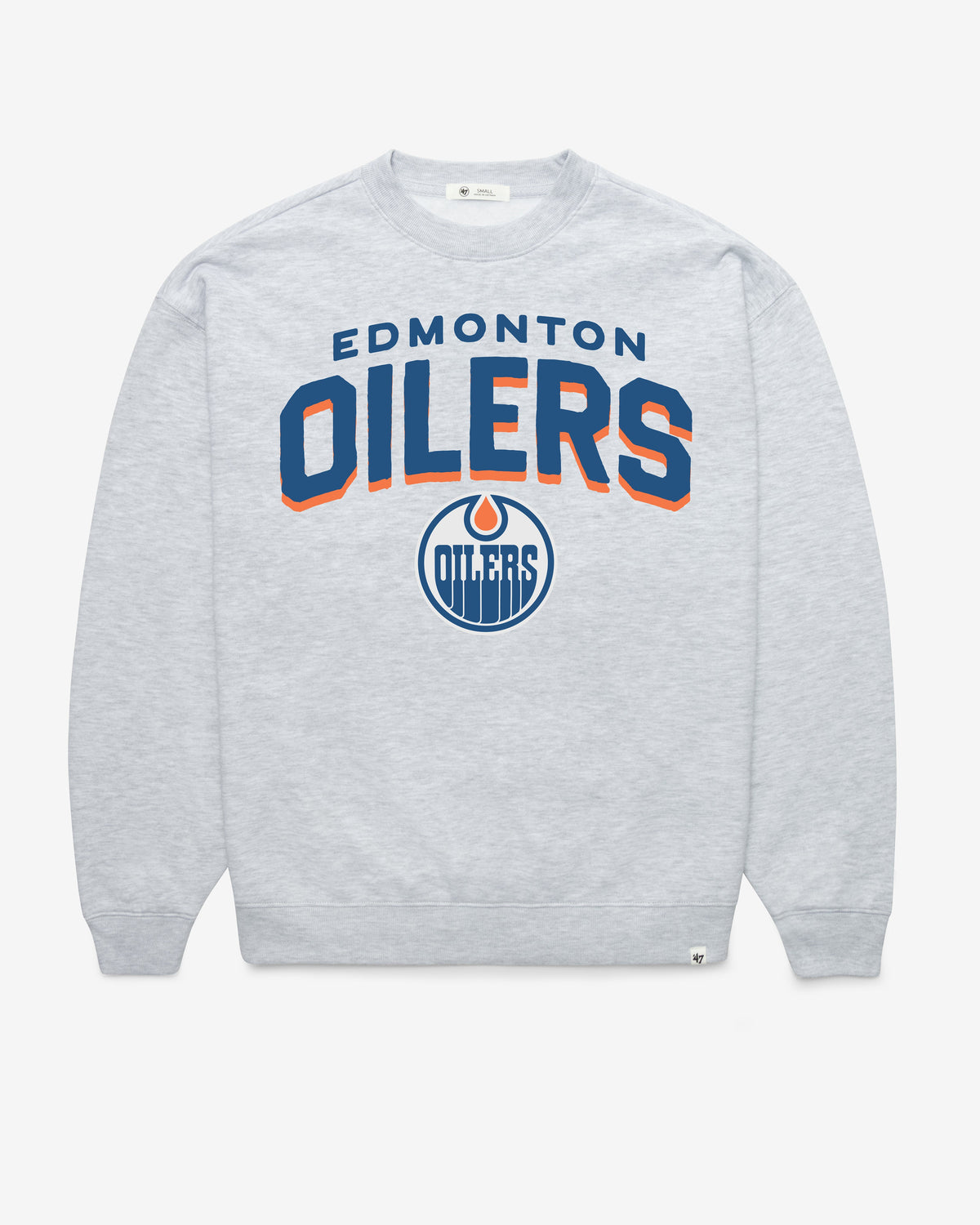 EDMONTON OILERS CAMPUS ARCH CLOUD '47 OVERSIZED CREW WOMENS RELAY GREY