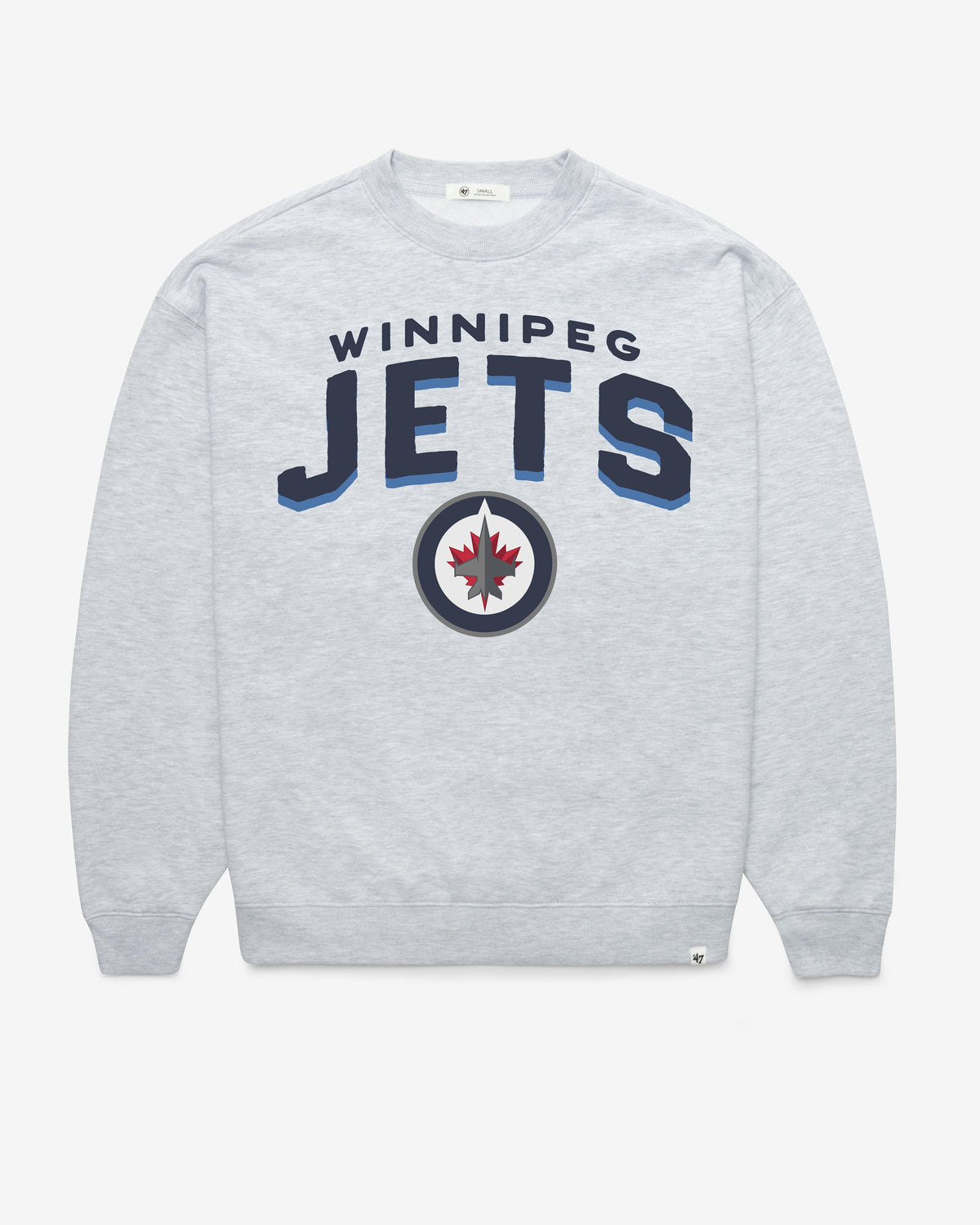 WINNIPEG JETS CAMPUS ARCH CLOUD '47 OVERSIZED CREW WOMENS RELAY GREY