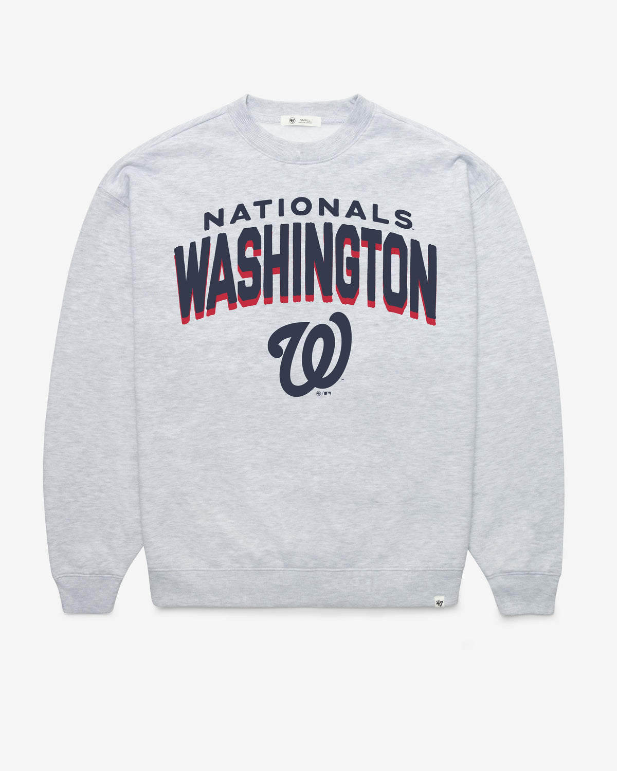 WASHINGTON NATIONALS CAMPUS ARCH CLOUD '47 OVERSIZED CREW WOMENS RELAY GREY