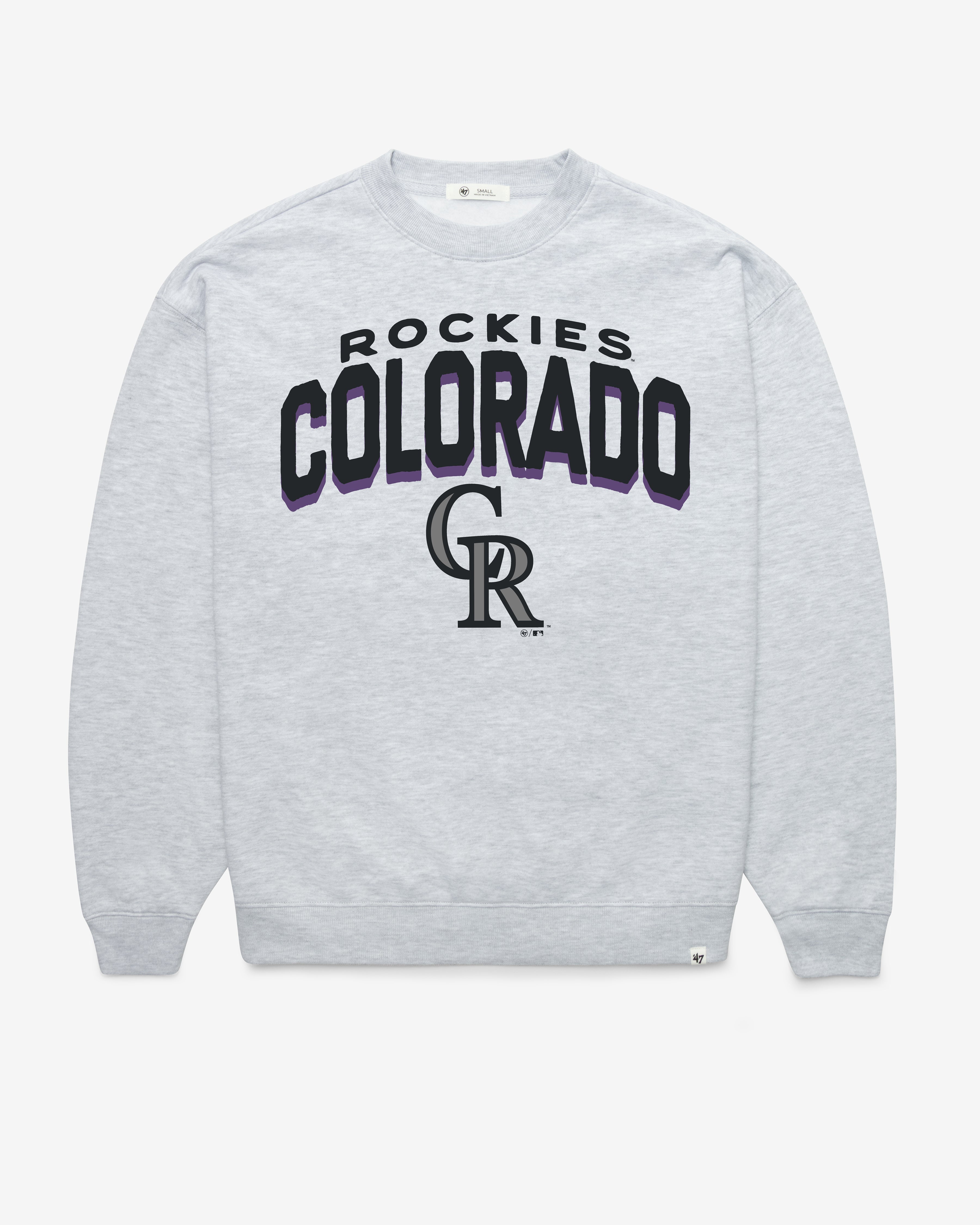 COLORADO ROCKIES CAMPUS ARCH CLOUD '47 OVERSIZED CREW WOMENS RELAY GREY