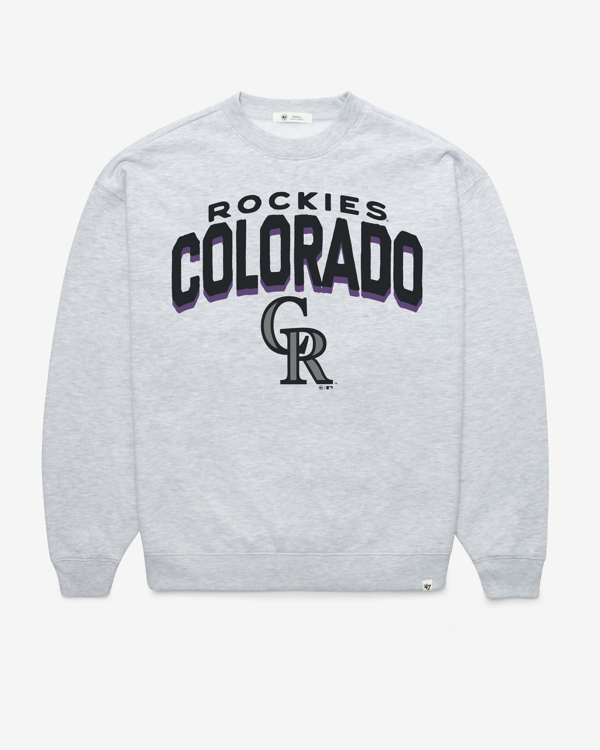 COLORADO ROCKIES CAMPUS ARCH CLOUD '47 OVERSIZED CREW WOMENS RELAY GREY