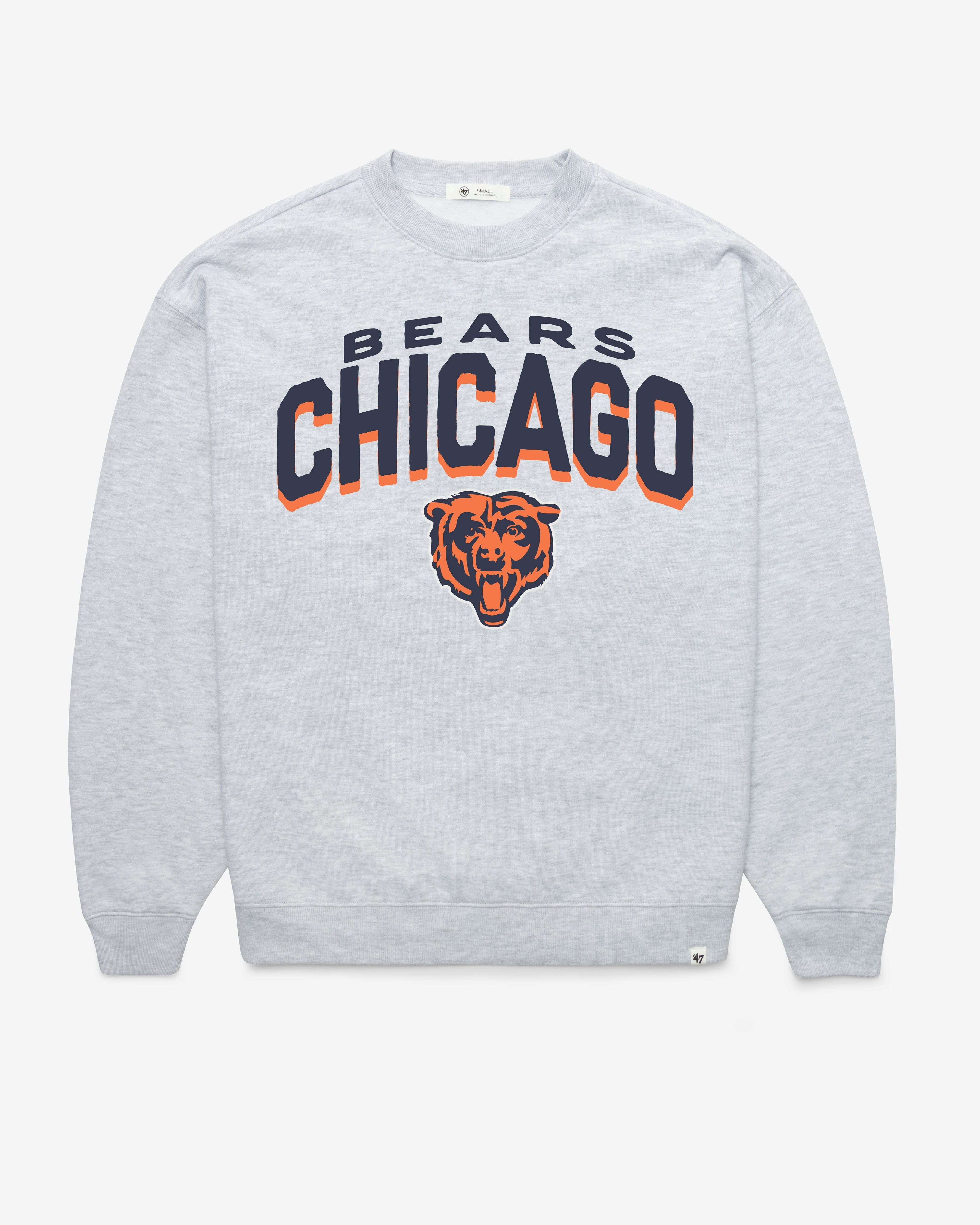 CHICAGO BEARS CAMPUS ARCH CLOUD OVERSIZED CREW WOMENS RELAY GREY