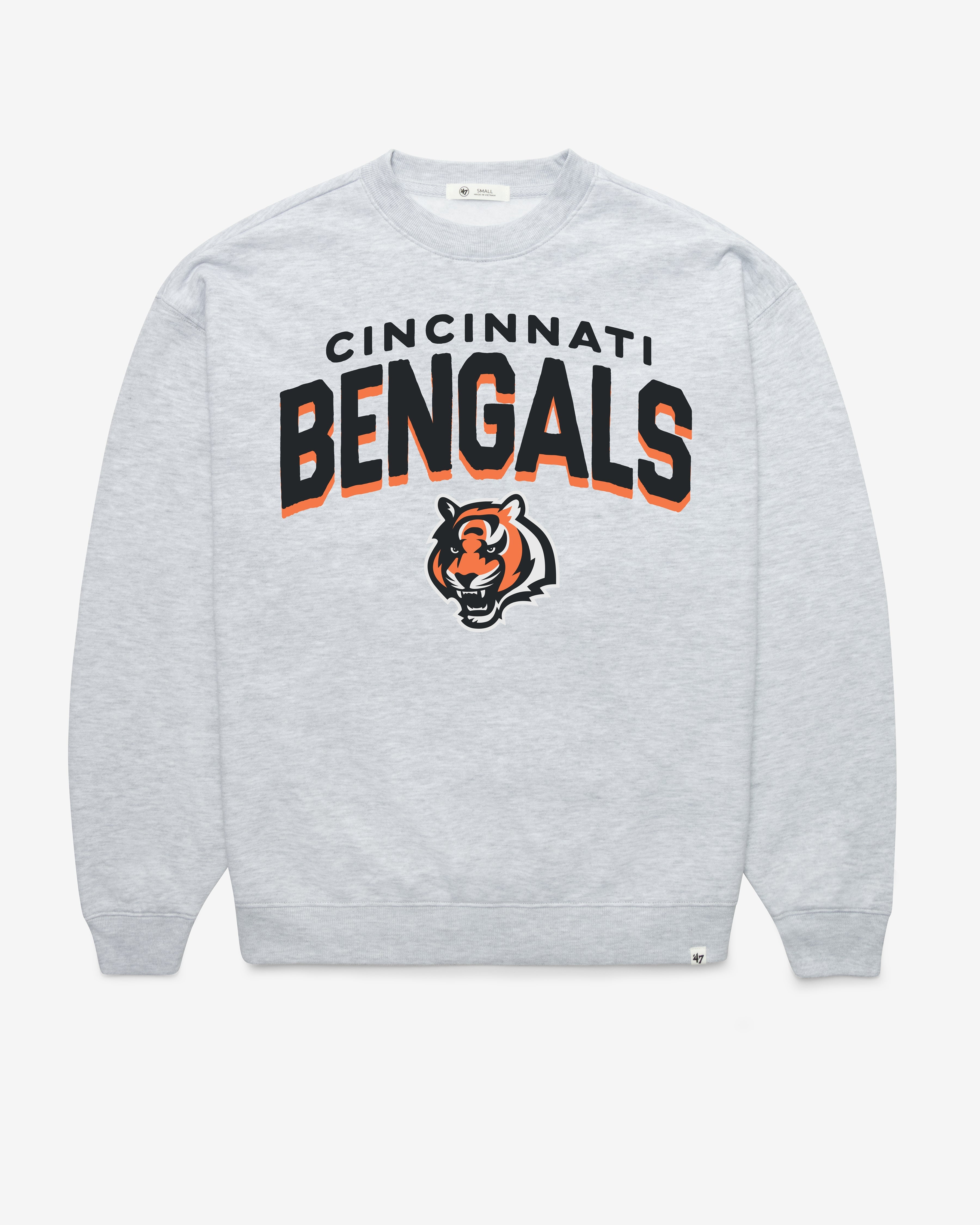 CINCINNATI BENGALS CAMPUS ARCH CLOUD '47 OVERSIZED CREW WOMENS RELAY GREY