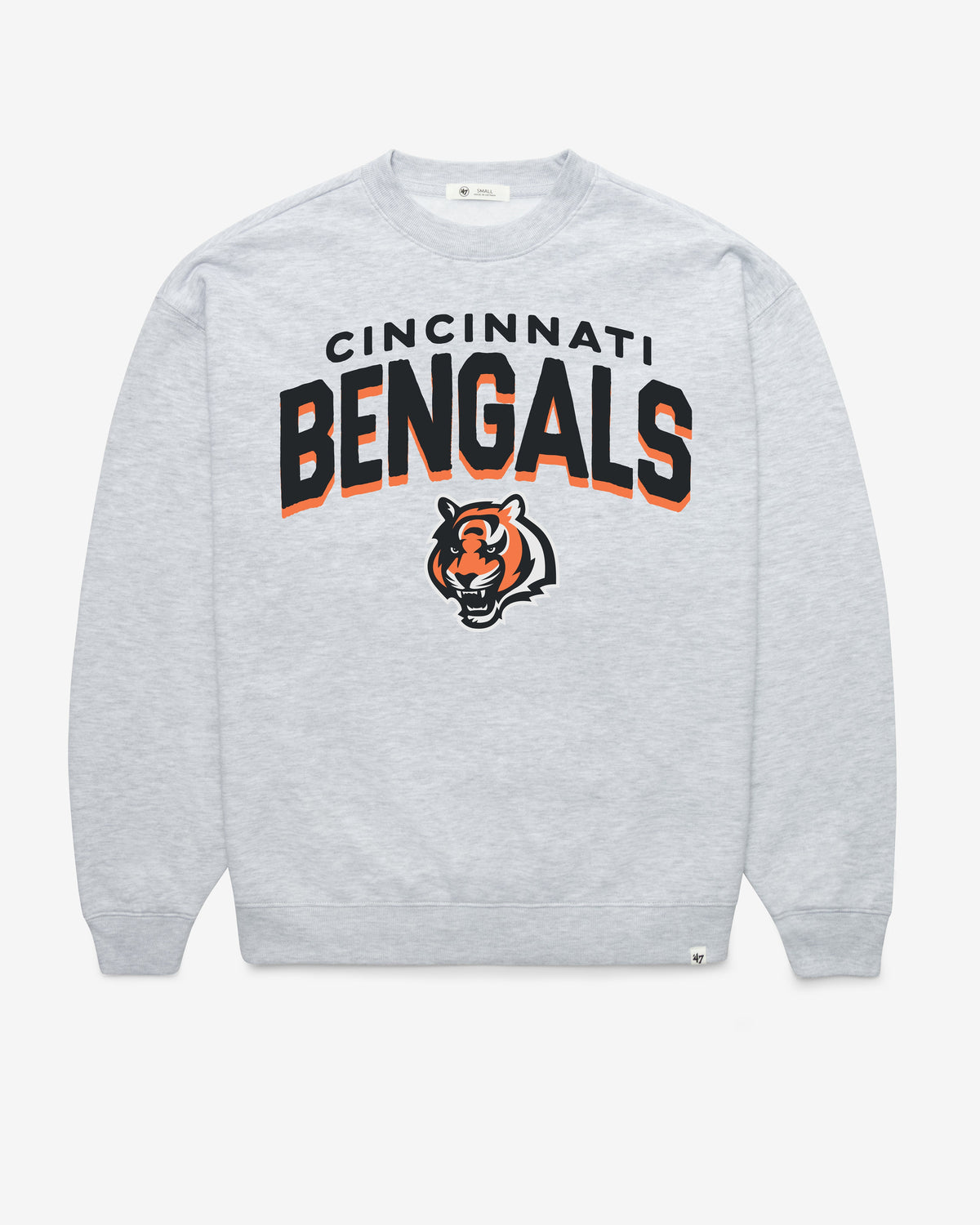 CINCINNATI BENGALS CAMPUS ARCH CLOUD '47 OVERSIZED CREW WOMENS RELAY GREY