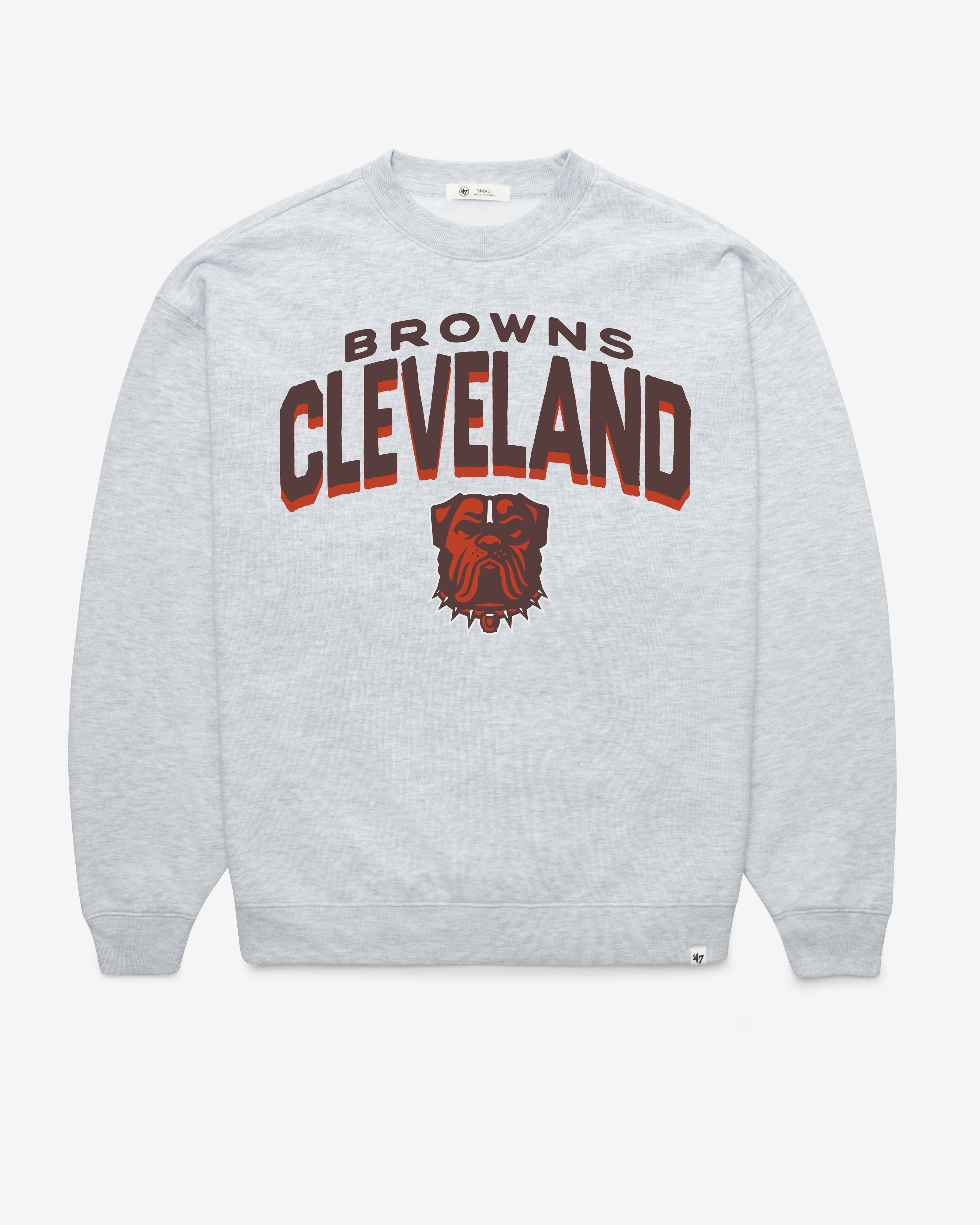 CLEVELAND BROWNS CAMPUS ARCH CLOUD '47 OVERSIZED CREW WOMENS RELAY GREY