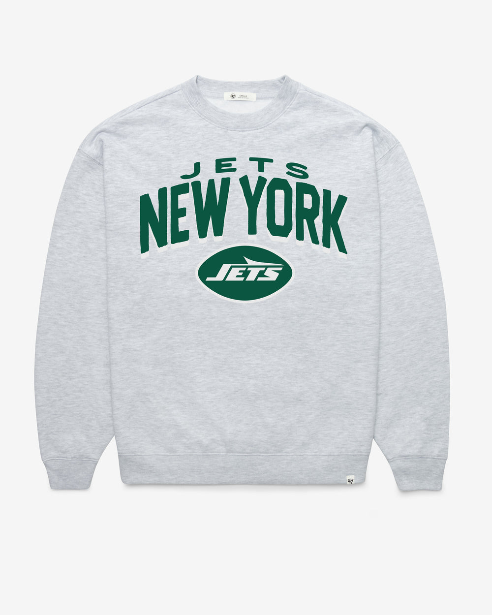 NEW YORK JETS CAMPUS ARCH CLOUD '47 OVERSIZED CREW WOMENS RELAY GREY
