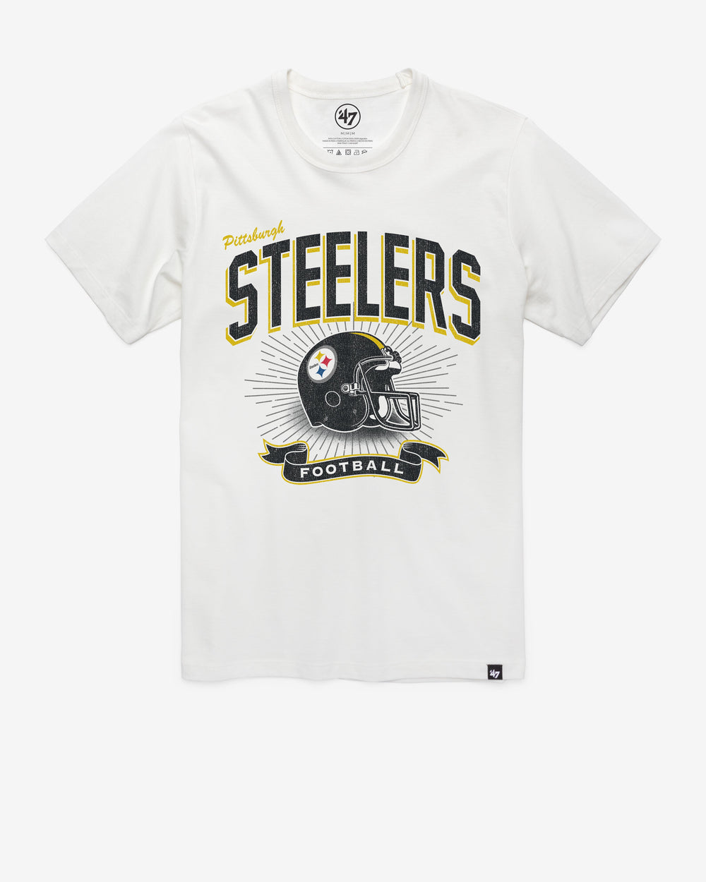 PITTSBURGH STEELERS HISTORIC PRIME '47 PLAY FRANKLIN TEE WHITE WASH