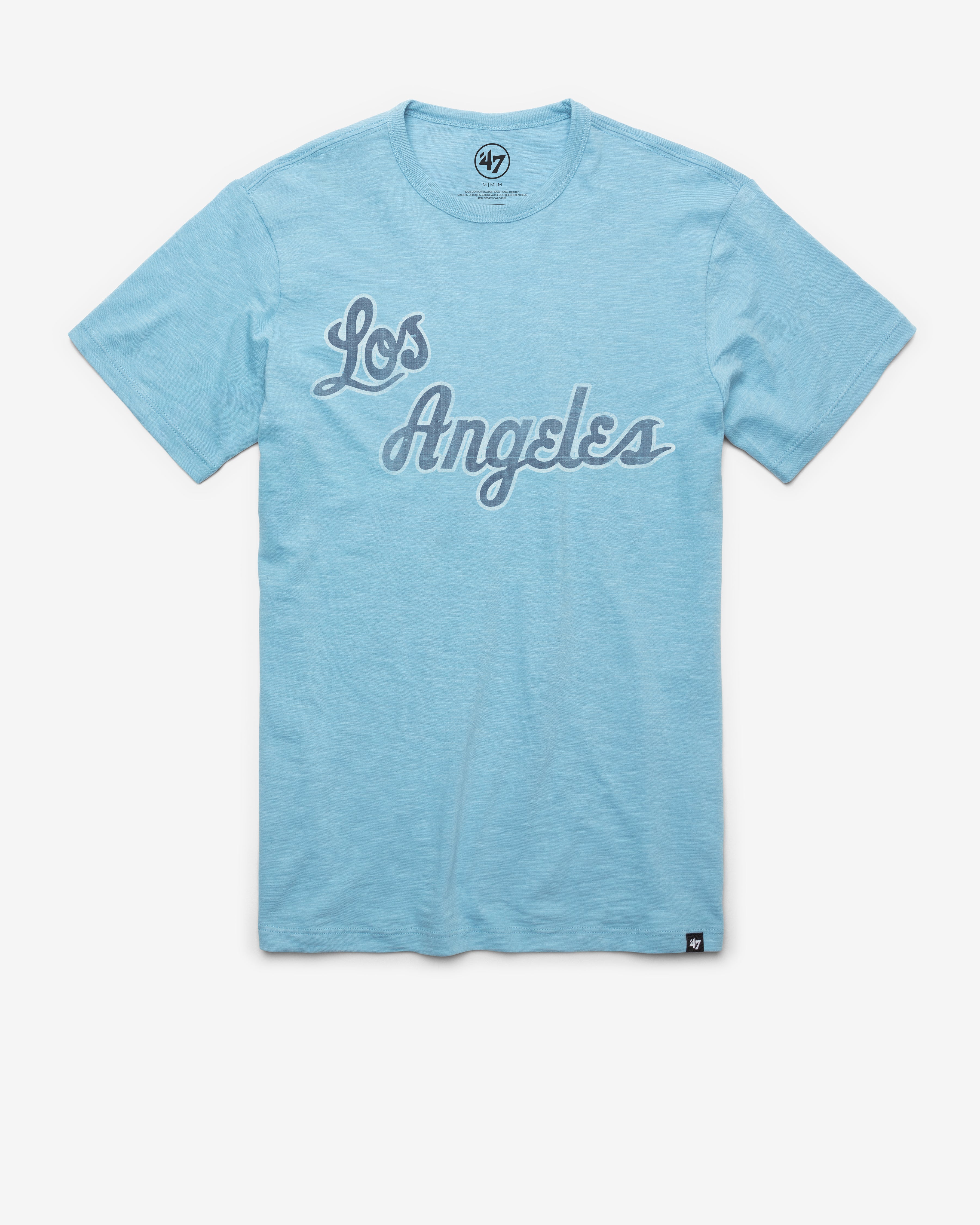 LOS ANGELES LAKERS HARDWOOD CLASSICS GRIT WORDMARK '47 SCRUM TEE CAROLINA