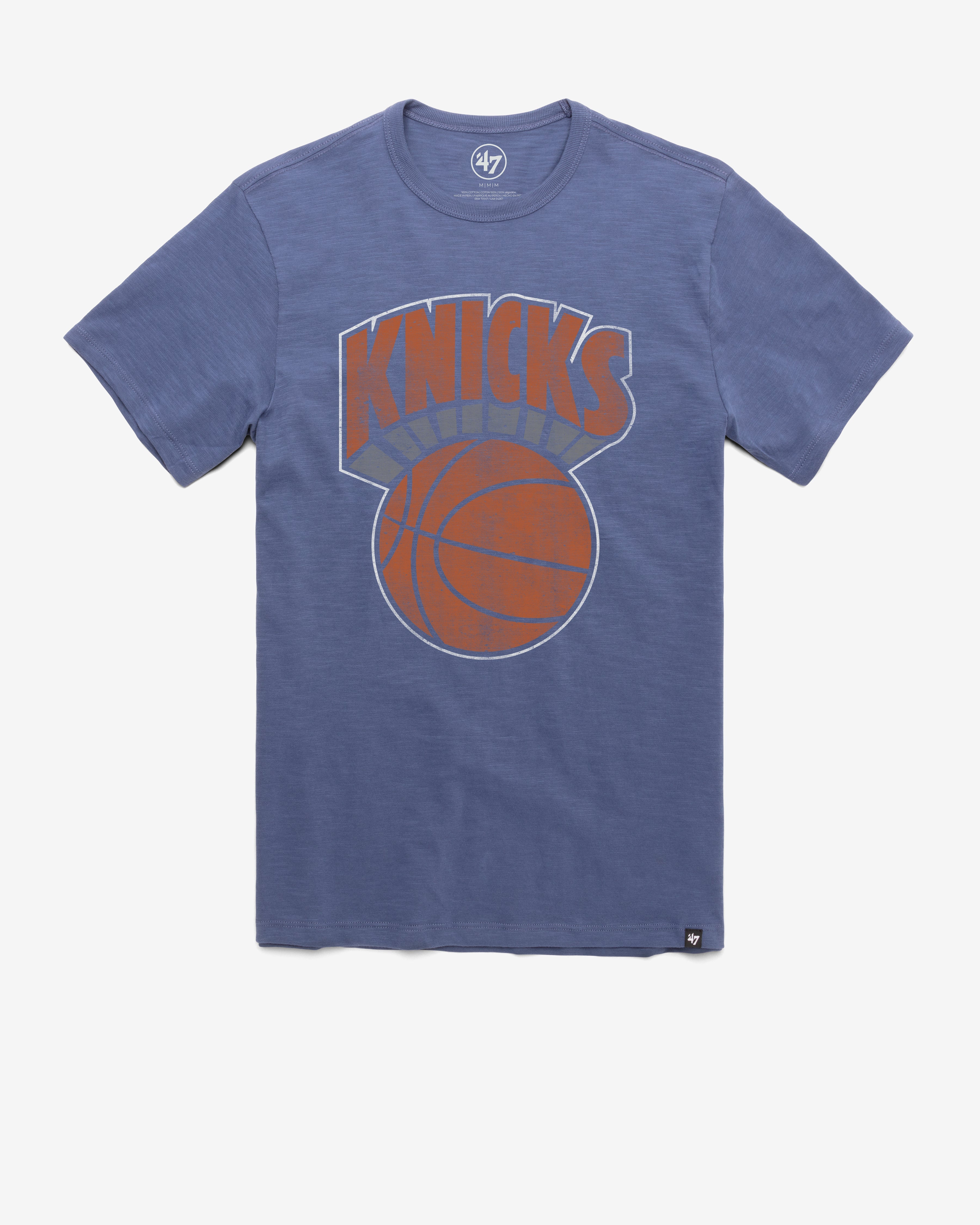NEW YORK KNICKS HARDWOOD CLASSICS GRIT '47 SCRUM TEE BLEACHER BLUE