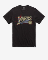 PHILADELPHIA 76ERS HARDWOOD CLASSICS GRIT '47 SCRUM TEE JET BLACK