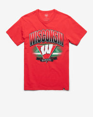 WISCONSIN BADGERS ARENA FADE '47 FRANKLIN TEE RACER RED