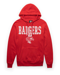 WISCONSIN BADGERS VINTAGE STRAIGHT BLOCK '47 HEADLINE HOOD RED