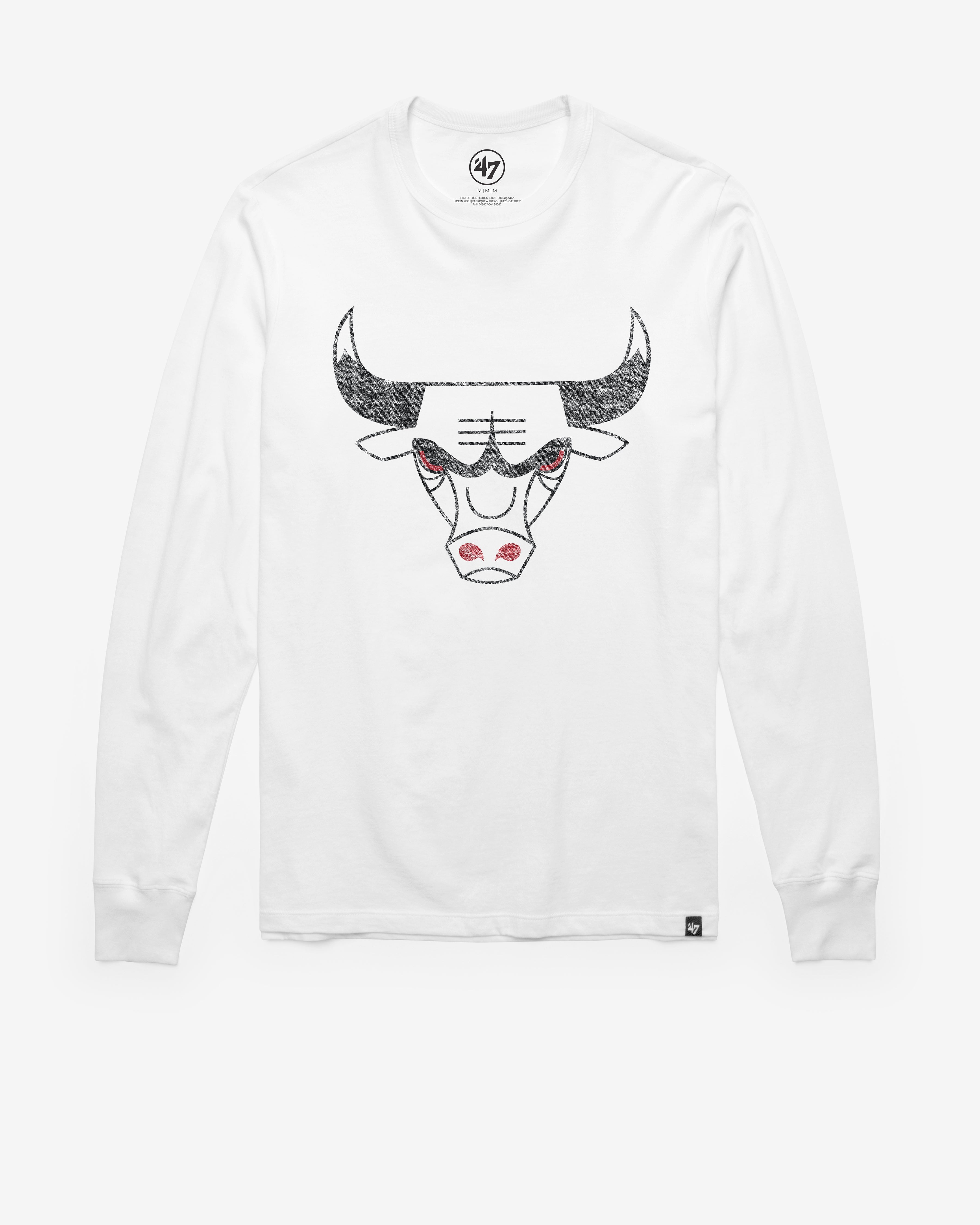 CHICAGO BULLS HARDWOOD CLASSICS PREMIER '47 FRANKLIN LONG SLEEVE TEE WHITE WASH