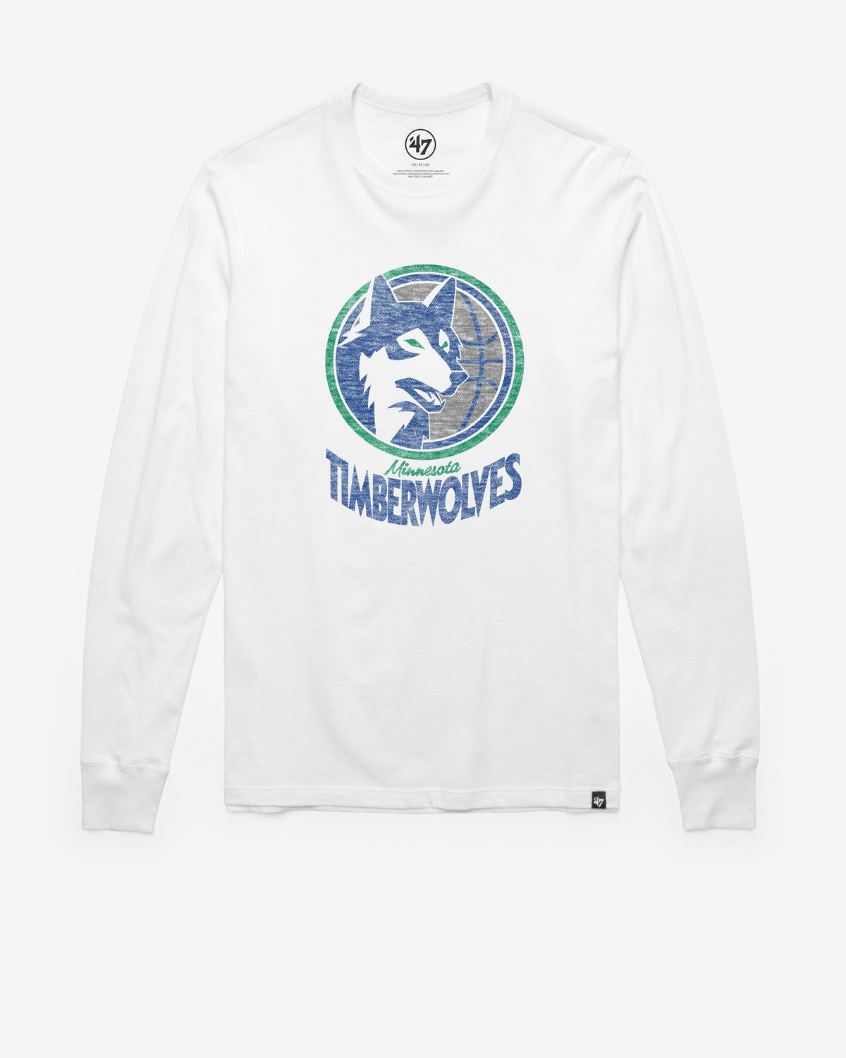 MINNESOTA TIMBERWOLVES HARDWOOD CLASSICS PREMIER '47 FRANKLIN LONG SLEEVE TEE WHITE WASH