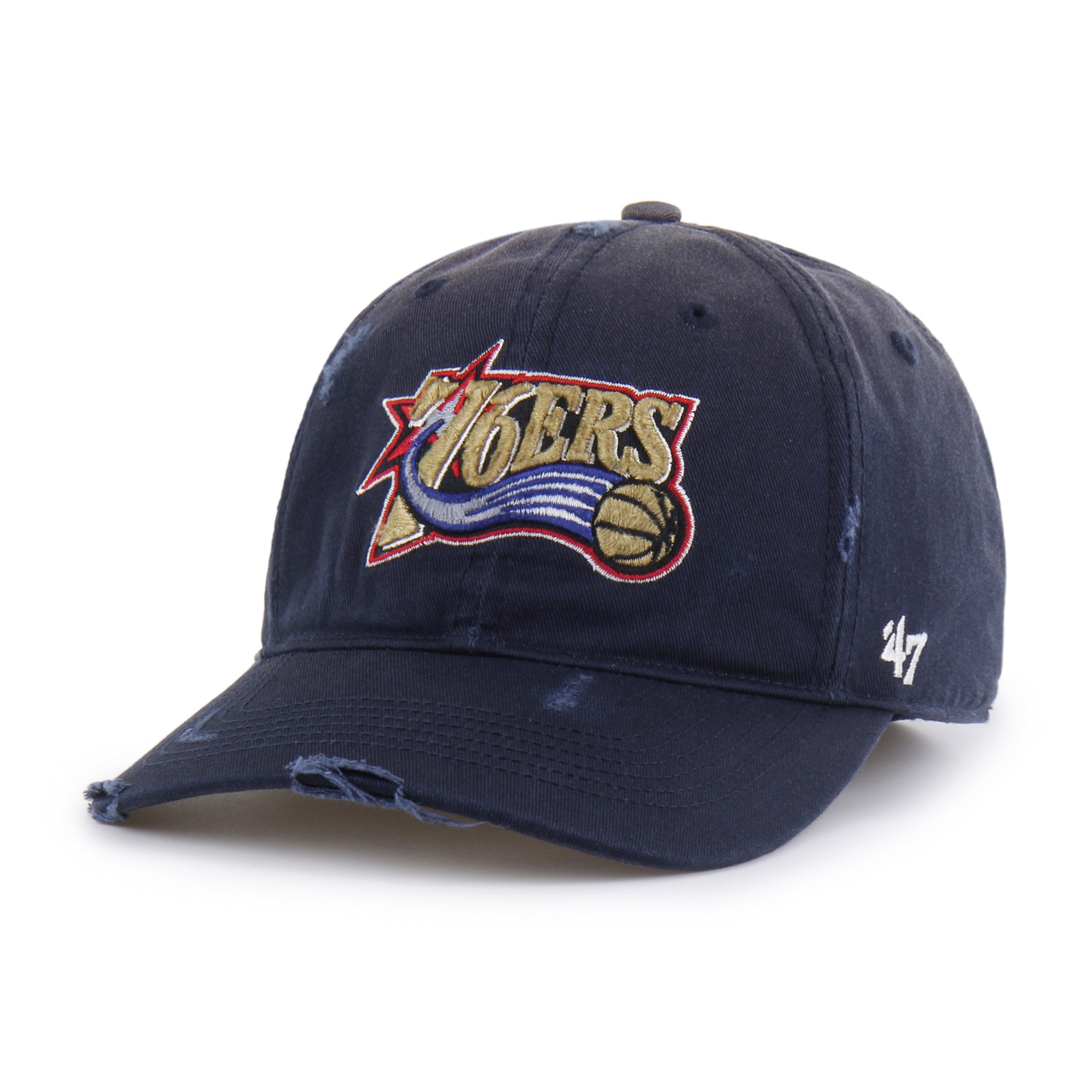PHILADELPHIA 76ERS HARDWOOD CLASSICS WORN '47 FRANCHISE LIFESTYLE NAVY