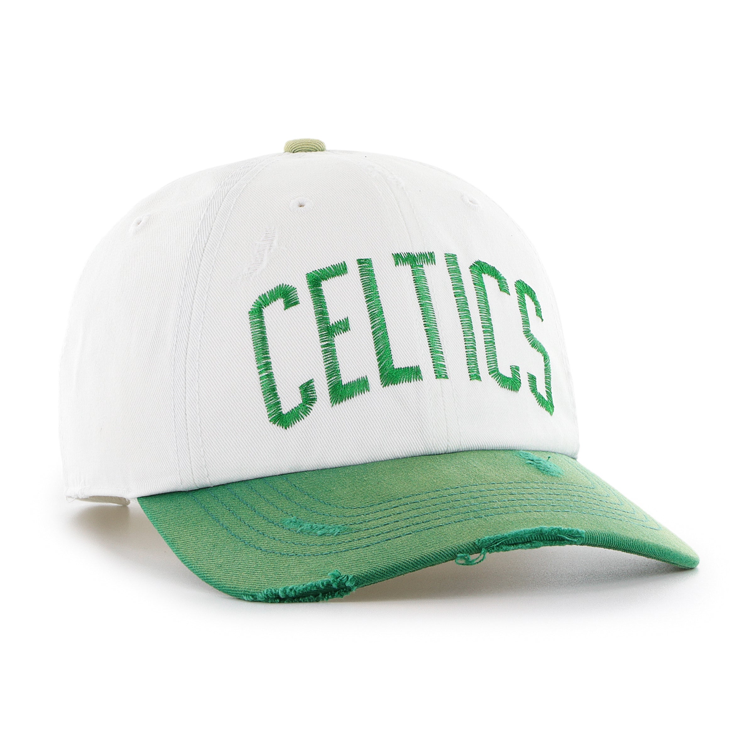 BOSTON CELTICS HARDWOOD CLASSICS WORN SCRIPT '47 CLEAN UP MF MID FIT WHITE
