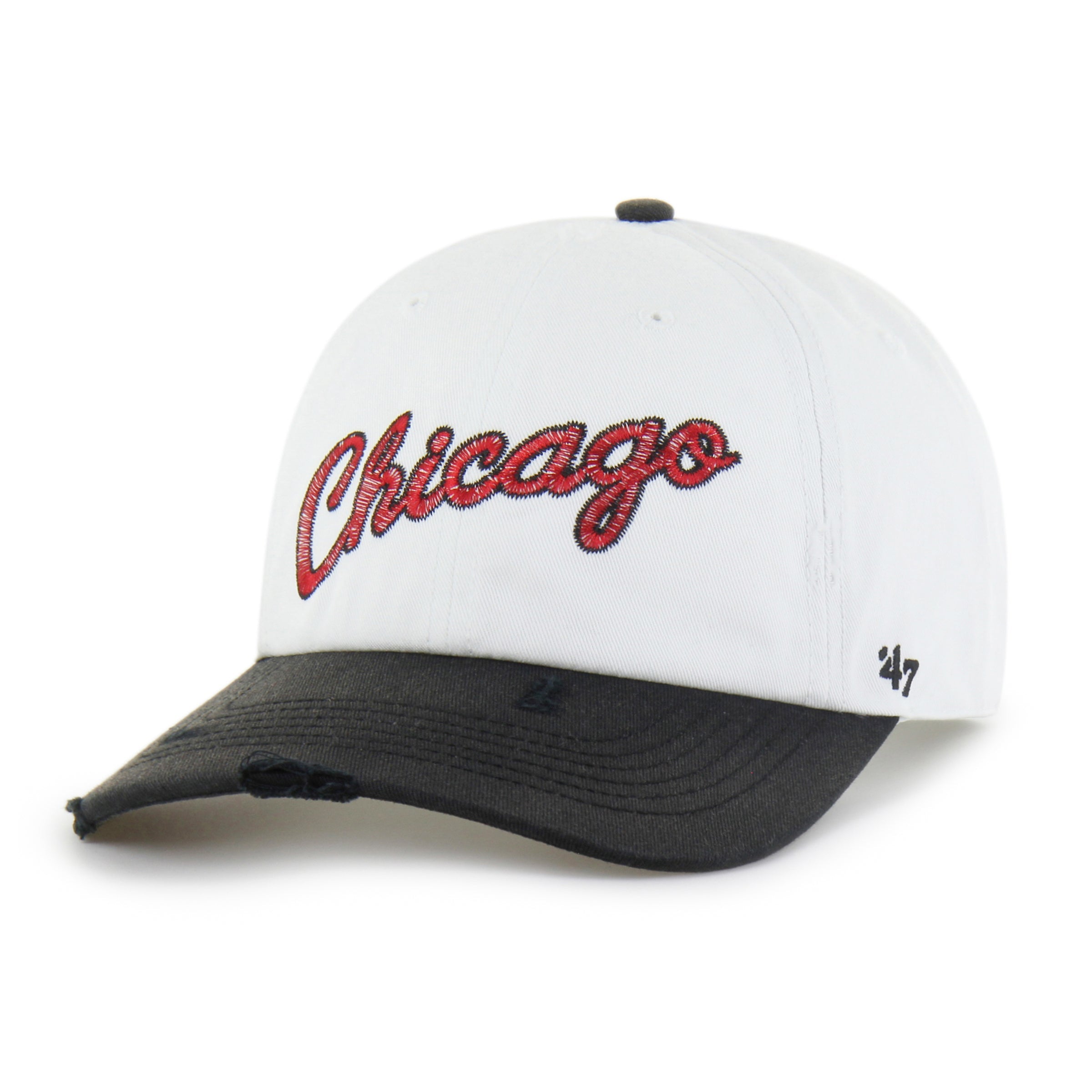 CHICAGO BULLS HARDWOOD CLASSICS WORN SCRIPT '47 CLEAN UP MF MID FIT WHITE