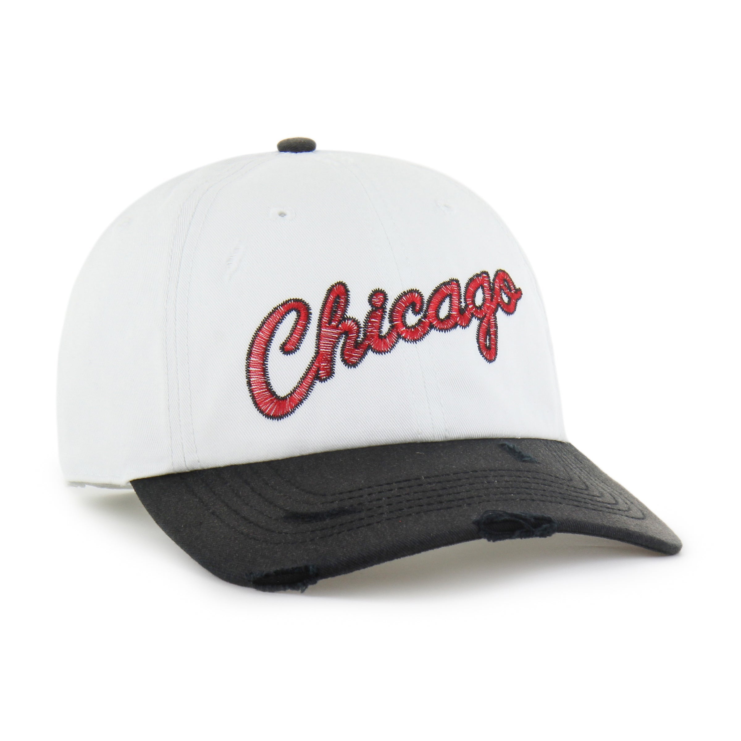 CHICAGO BULLS HARDWOOD CLASSICS WORN SCRIPT '47 CLEAN UP MF MID FIT WHITE