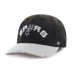 SAN ANTONIO SPURS HARDWOOD CLASSICS WORN SCRIPT '47 CLEAN UP MF MID FIT BLACK