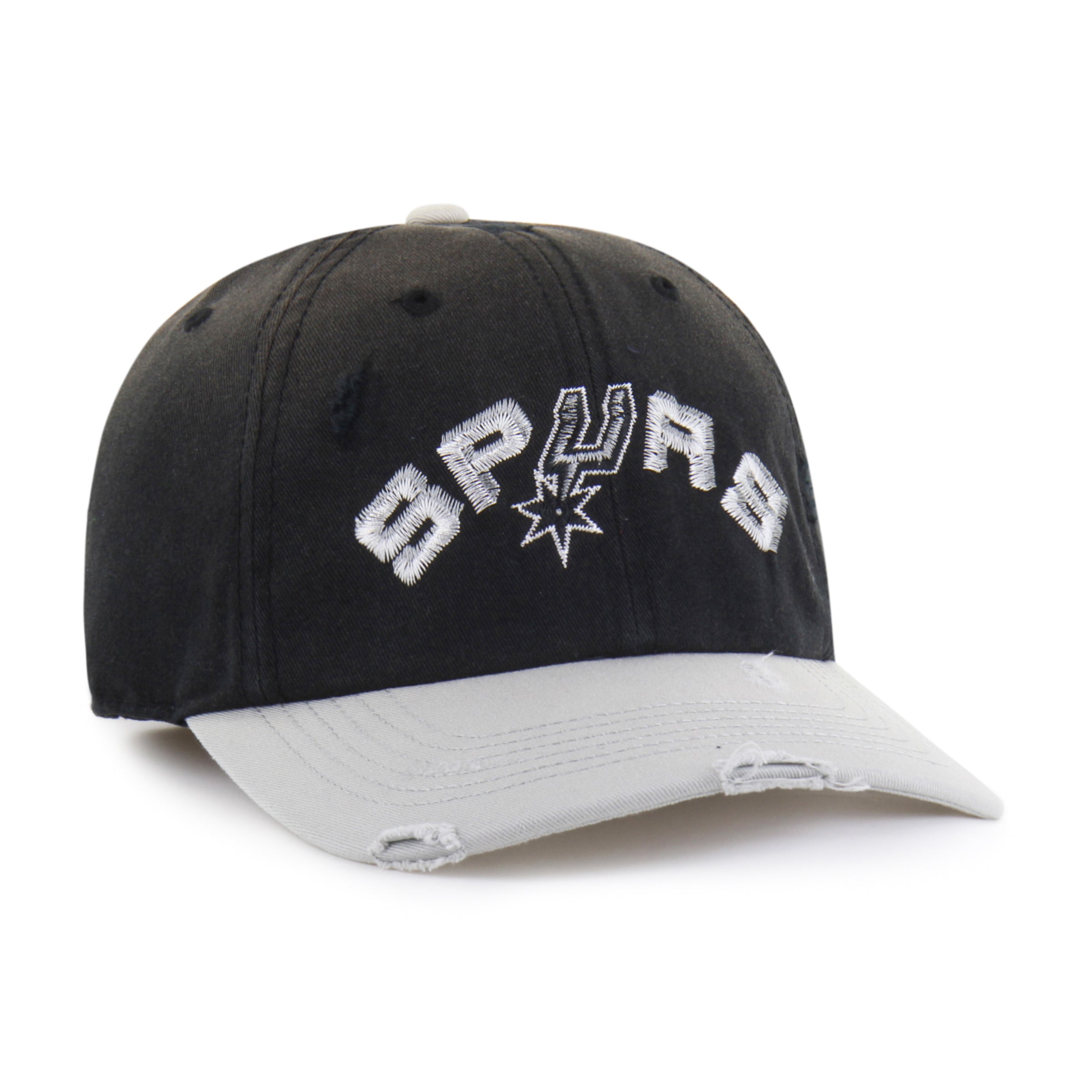 SAN ANTONIO SPURS HARDWOOD CLASSICS WORN SCRIPT '47 CLEAN UP MF MID FIT BLACK